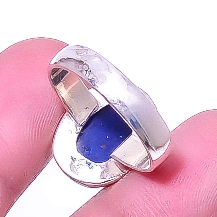 Lapis Lazuli – Afghanistan 925 Silver Plated Jewelry Ring s.8 R1973-4