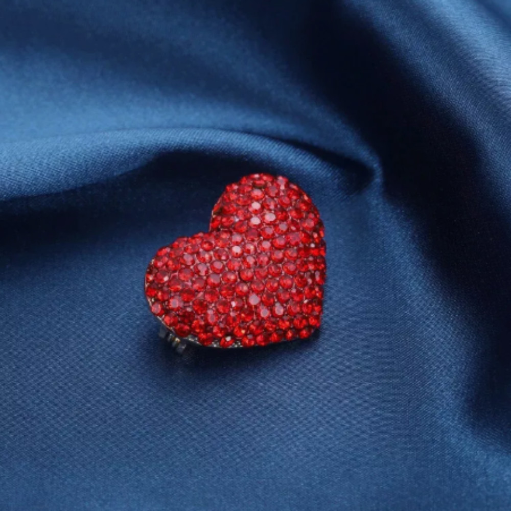 Classic Red Love Rhinestone Brooch For Women Gift Pin Jewelry Accessories USA