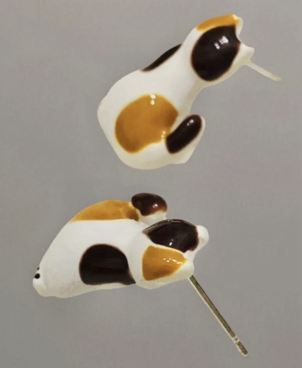 Porcelain Ceramic Calico Kitty Cat Earrings NWOT