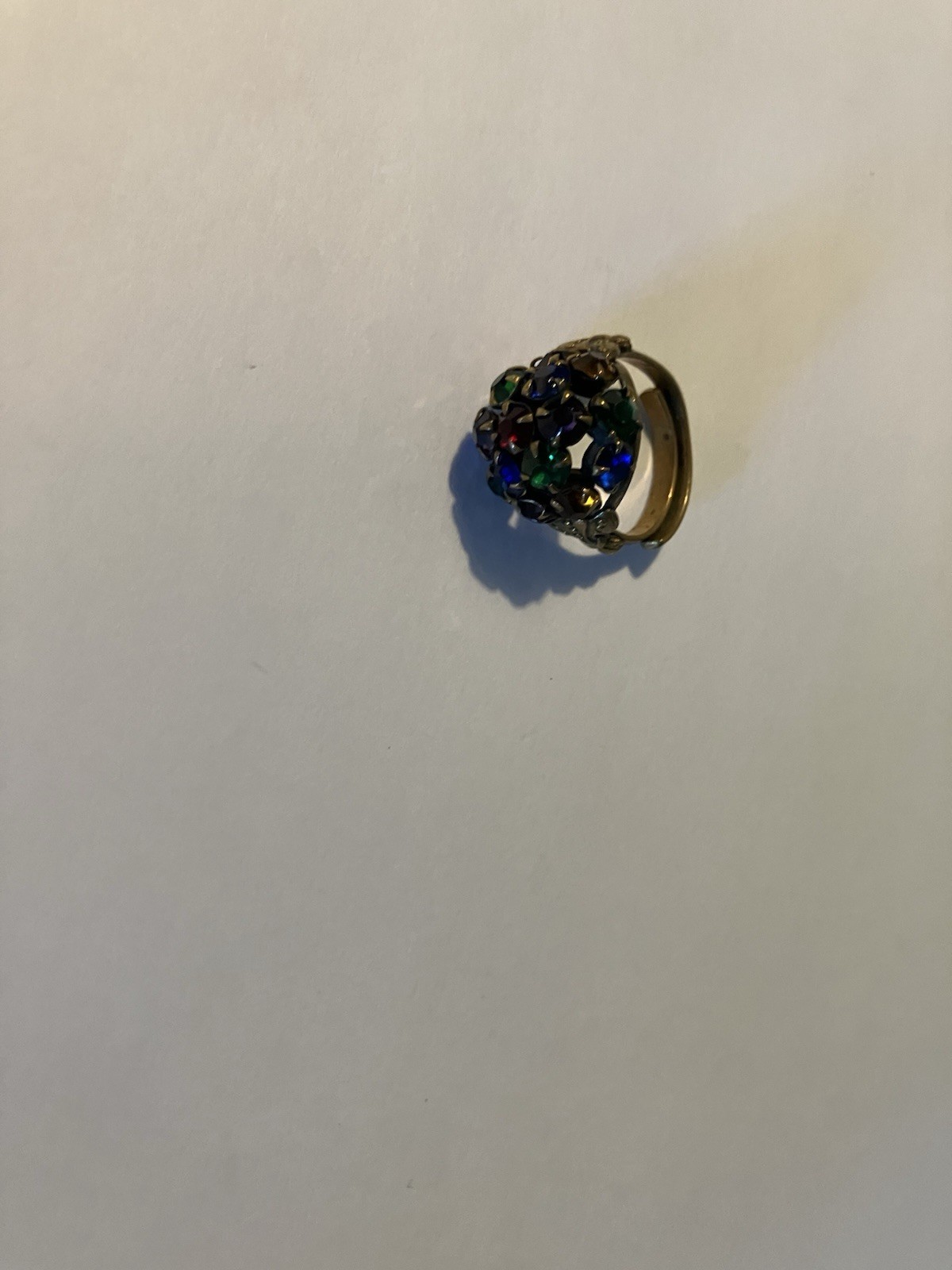 Dome Shaped Red Green Blue Gold Colored Gold Tone Adj Ring Size 6