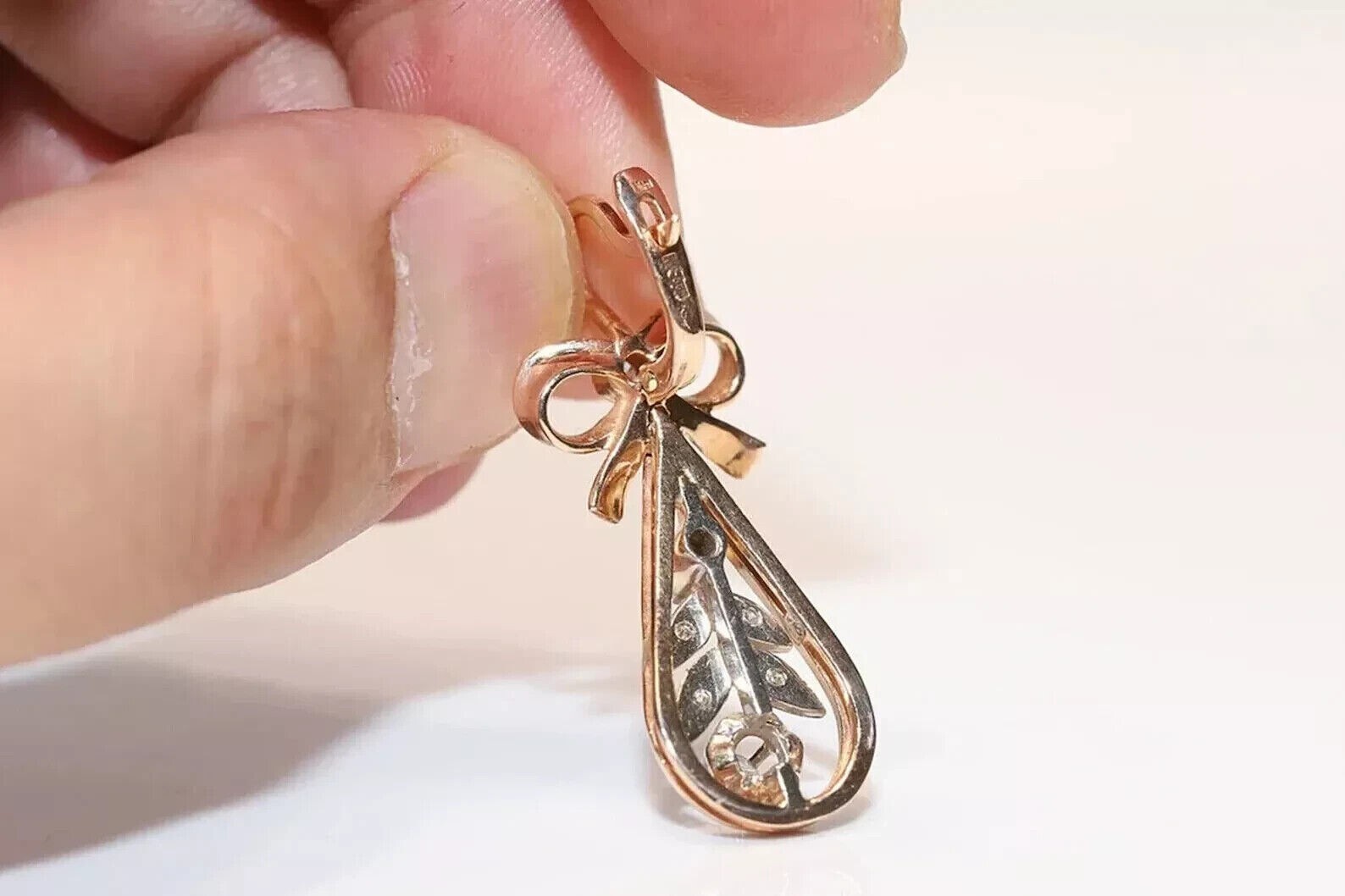 Round Cut Simulated Diamond Drop/Dangle Earring 14K Rose Gold Plated Silver