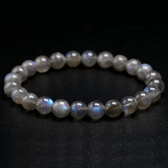 Natural Labradorite 8MM Beads Healing Reiki Gemstone Handmade Stretch Bracelet