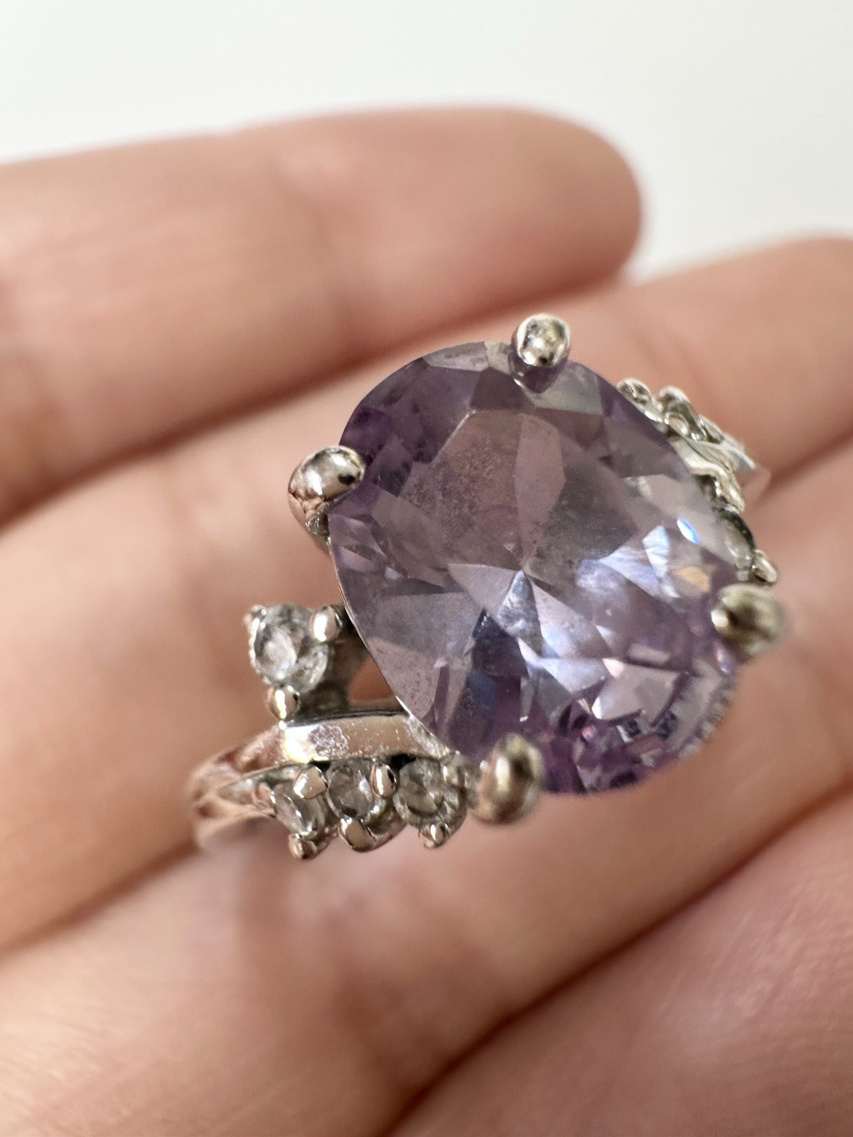 18k Gold Plated Purple Clear Stone Ring Size 7