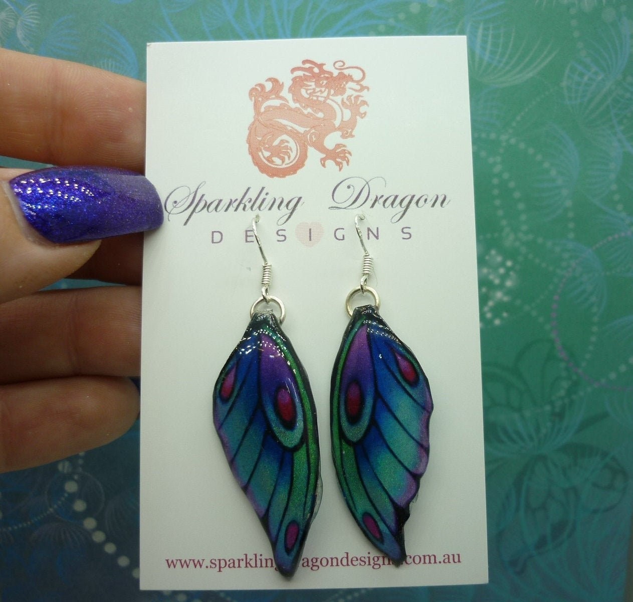 Butterfly Wing Earrings Blue & Purple – Fairy Jewellery, Fun Gift for her Fairy