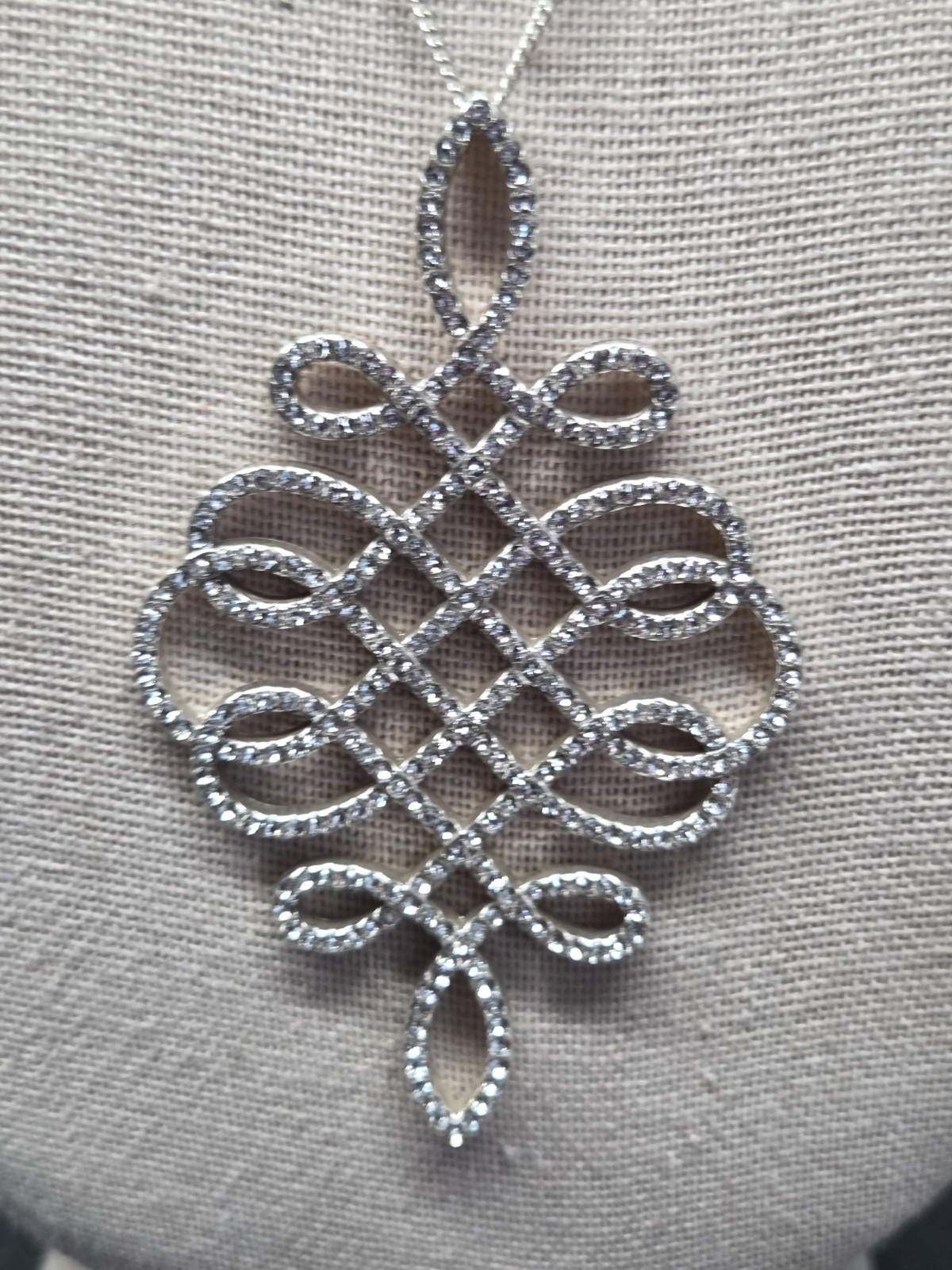Brighton Illumina Ribbon Silver Plated Crystal Pave Statement Pendant Necklace