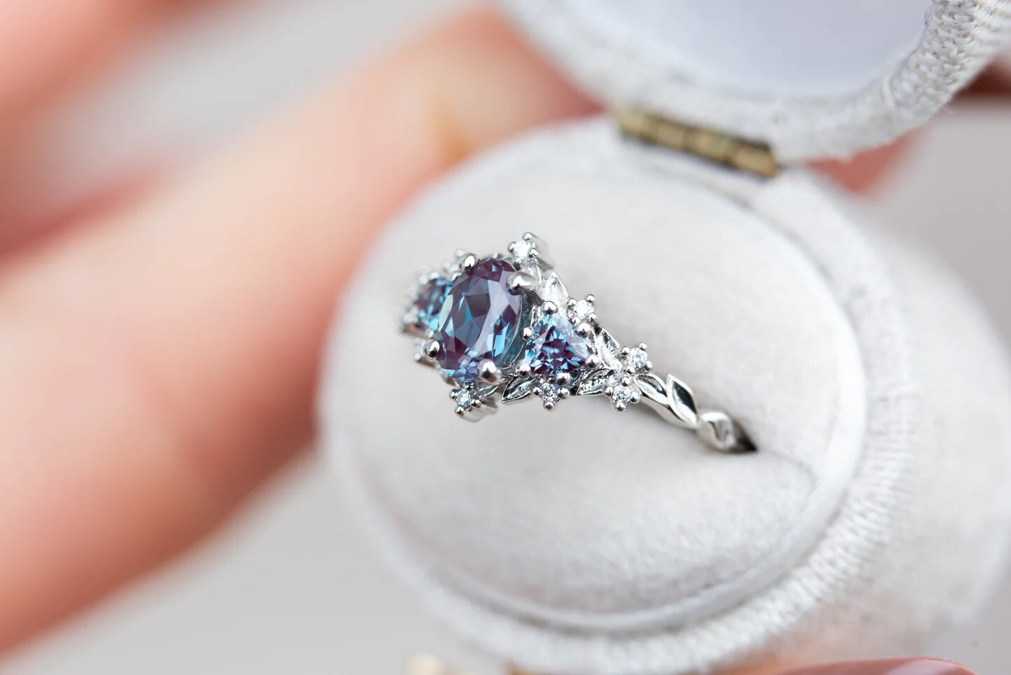 Alexandrite Ring, 925 Sterling Silver Ring, Engagement Ring, Unique Bridal Ring
