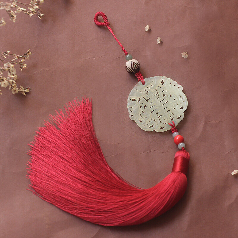 Exquisite Chinese Style Natural Jade Tassel Pendant Cheongsam Hanging Ornament
