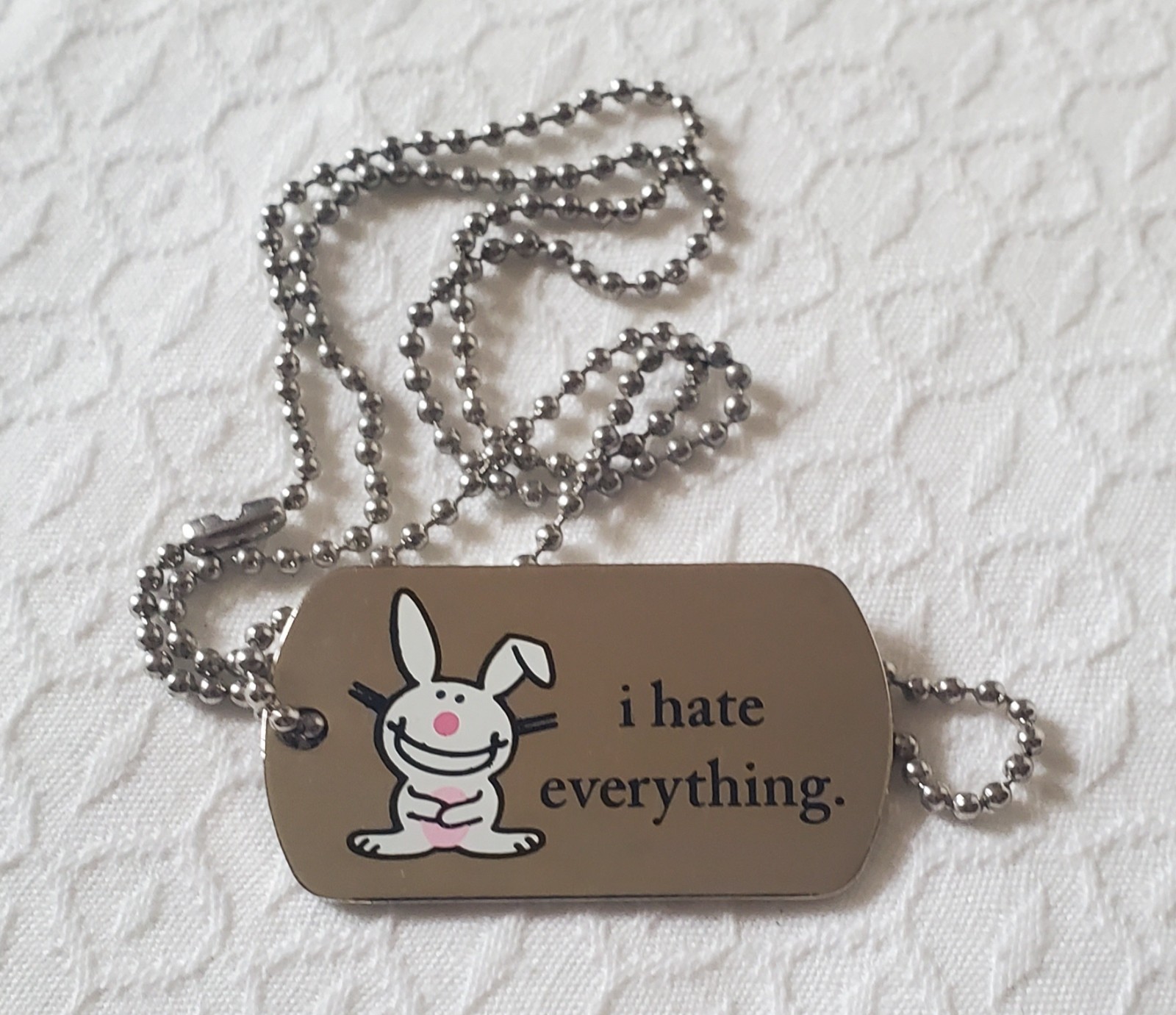 Happy Bunny Dog Tag Necklace Jim Benson Various Titles Choose One