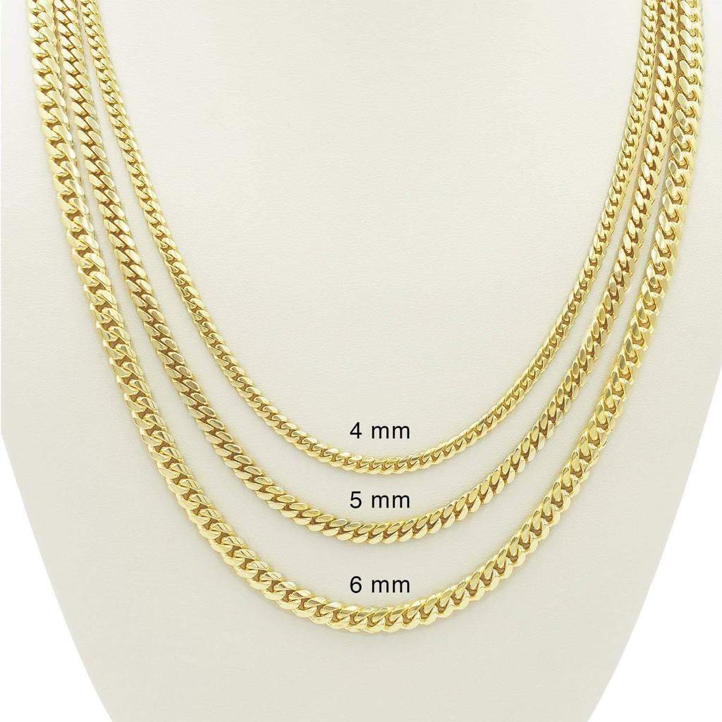 x2 Miami Cuban Link Curb Chain Gold over 316L Stainless Steel 7mm Necklace 24″