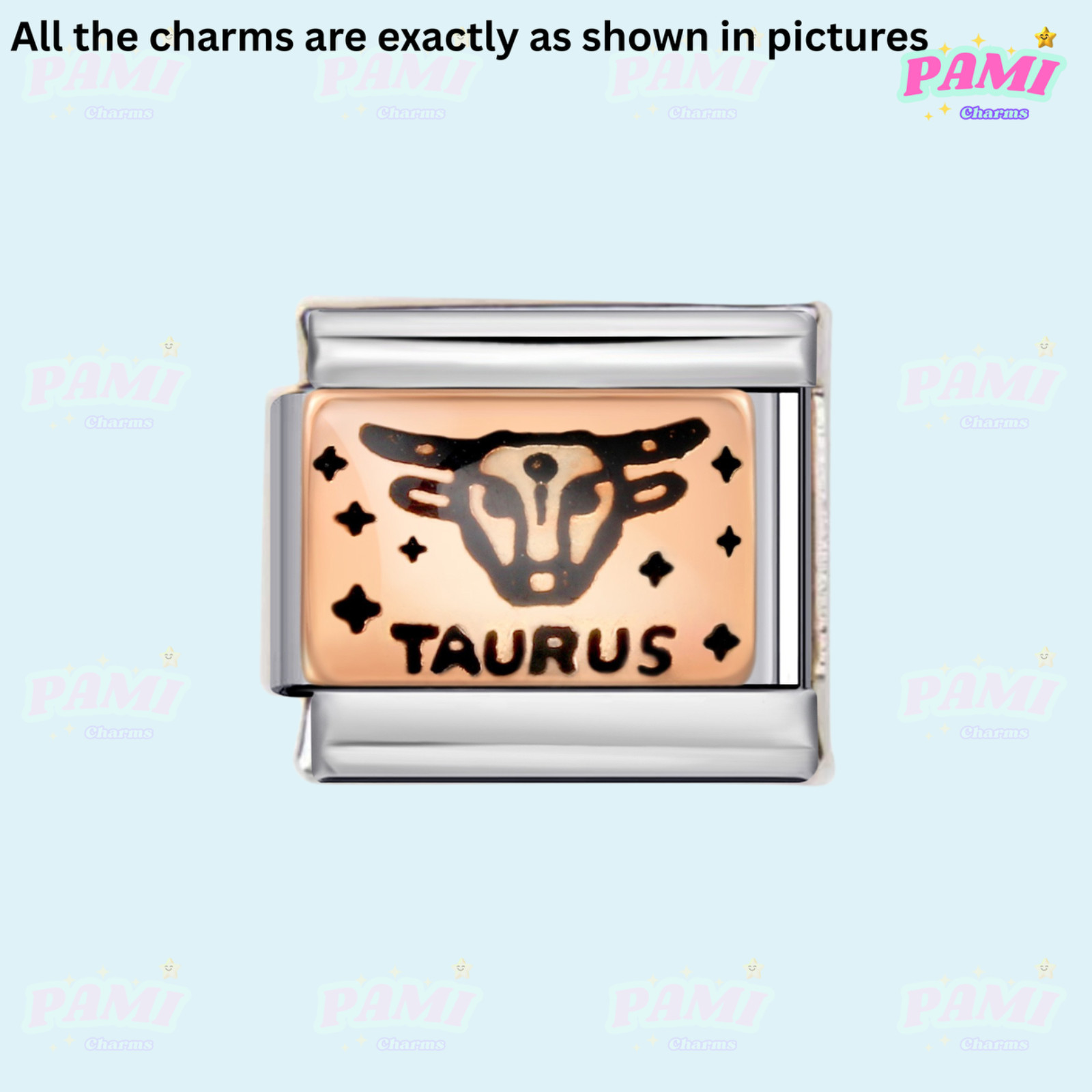 Italian charm 12 zodiac Star signs Fits All major Brands Italian charm bracelet