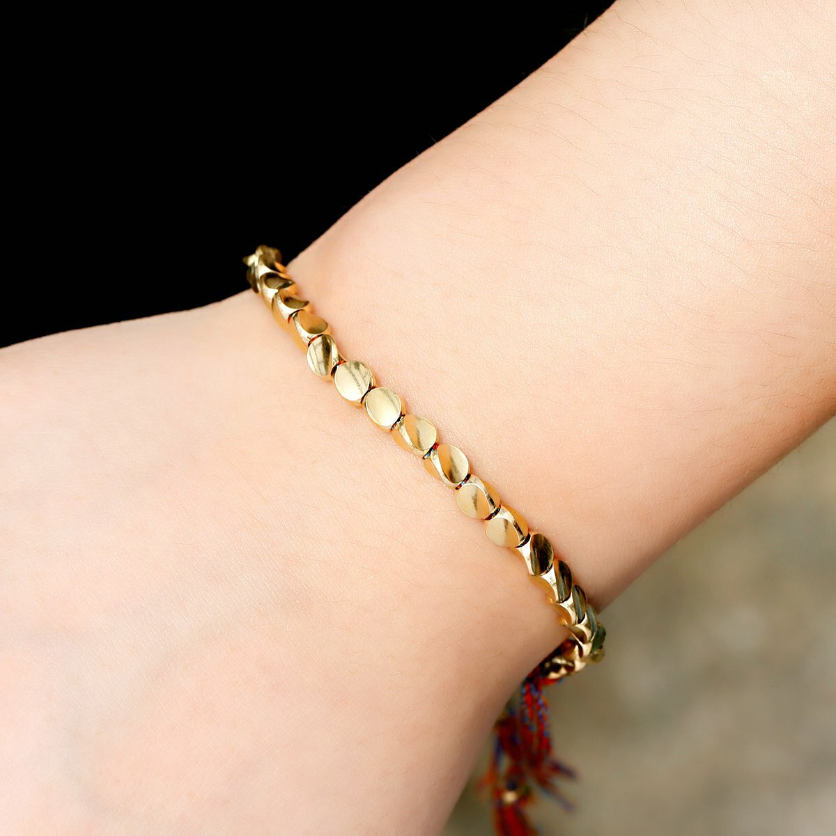 Handmade Tibetan Buddhist Braided Cotton Copper Beads Lucky Rope Bracelets Gift