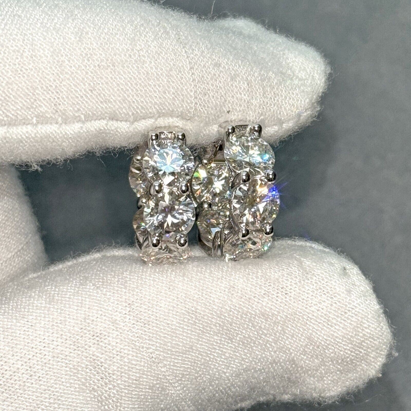 8.00 CTW Jumbo VVS1 Moissanite Hoop Earrings Huggies 20mm – 925 Silver