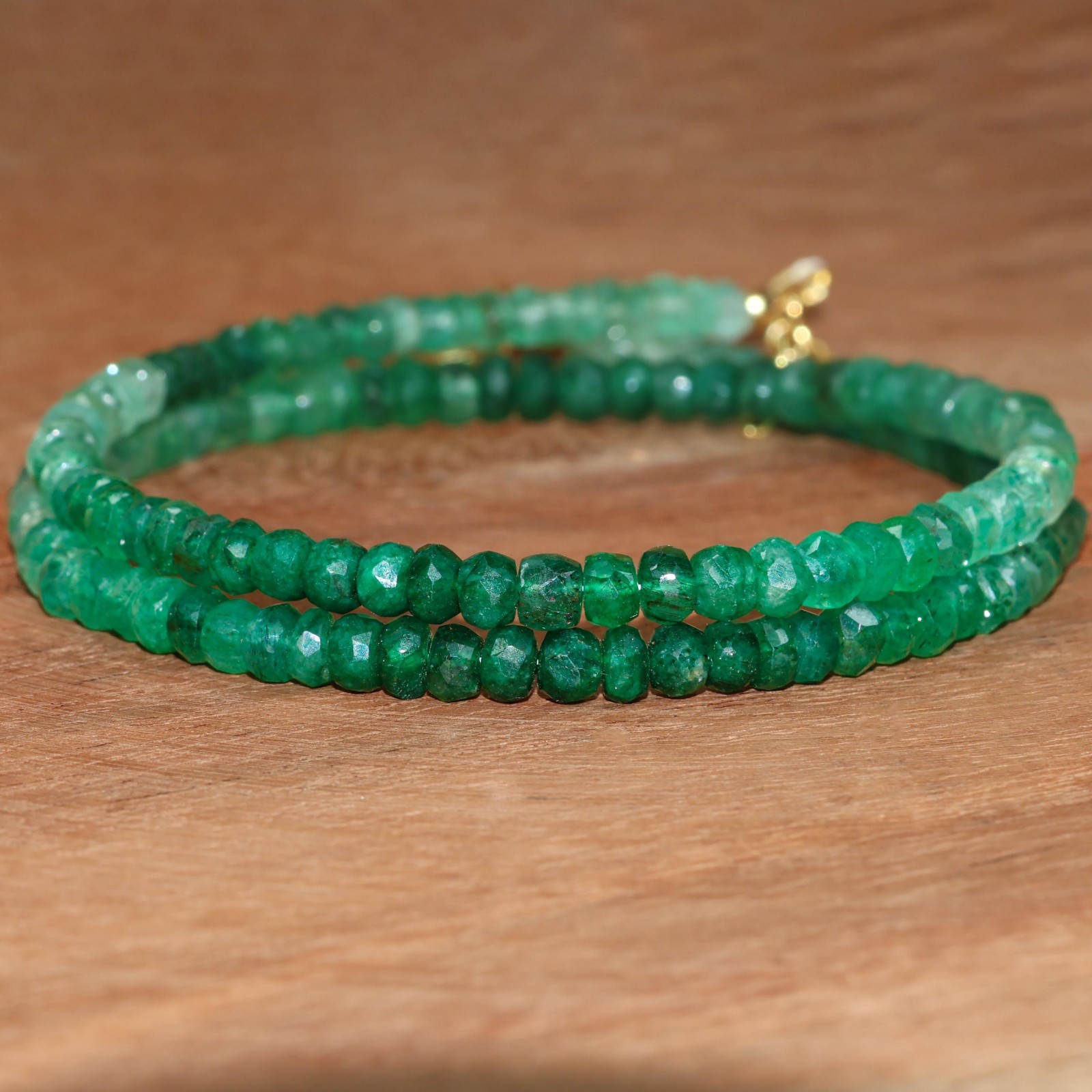 Genuine Faceted Emerald Gemstone Beads Necklace, Green Emerald Beaded Necklace