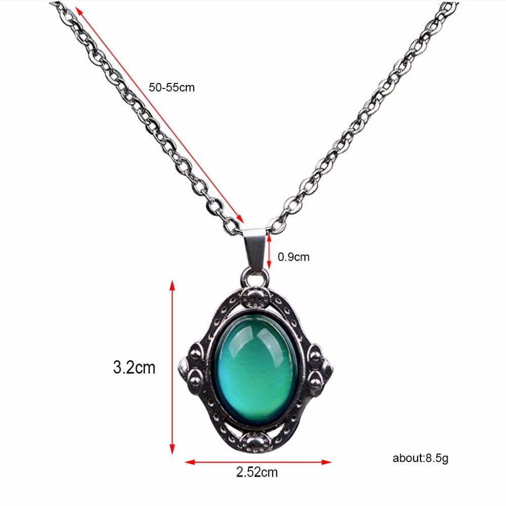 Mood Pendant Retro Palace Elliptic Temperature Control Color Necklace