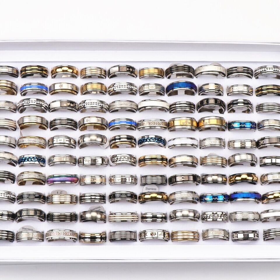 LOT 50pcs Stainless Steel Rings Wholesale Men Women Fashion Jewelry lot