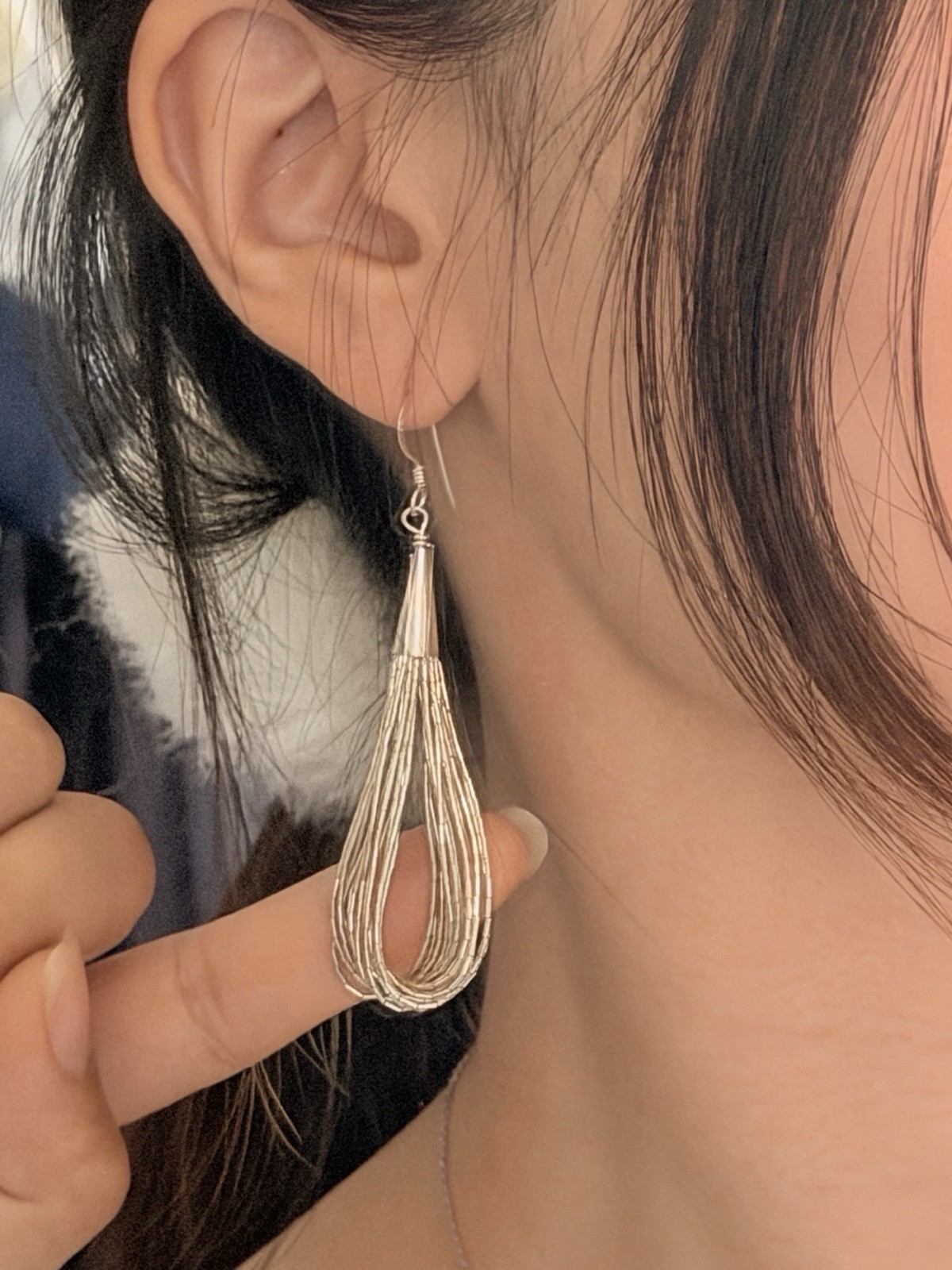 Silver Tone Teardrop Dangle Drop Earrings, Metal French Wire Hooks