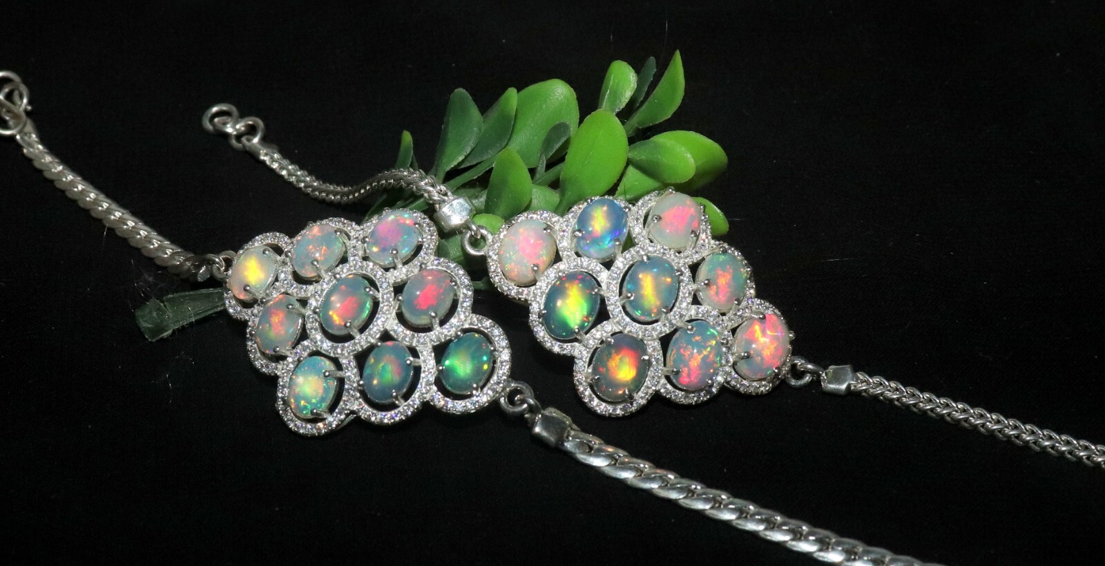 genuine Ethiopian fire opal bracelet with sterling silver dainty opal bracelet