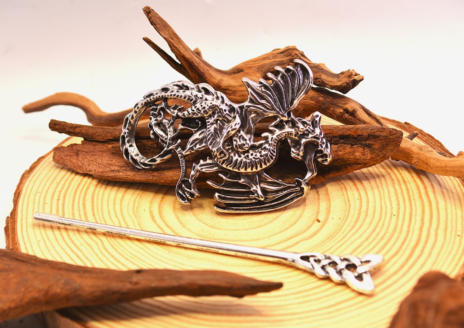 Viking Dragon Hair clip Hair Band Ponytail Holder Women/Men Metal Alloy