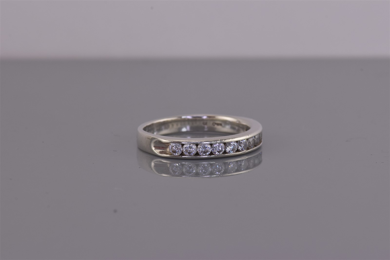 Sterling Silver 3.5mm Channel Set Cubic Zirconia Band Ring 925 Sz: 9
