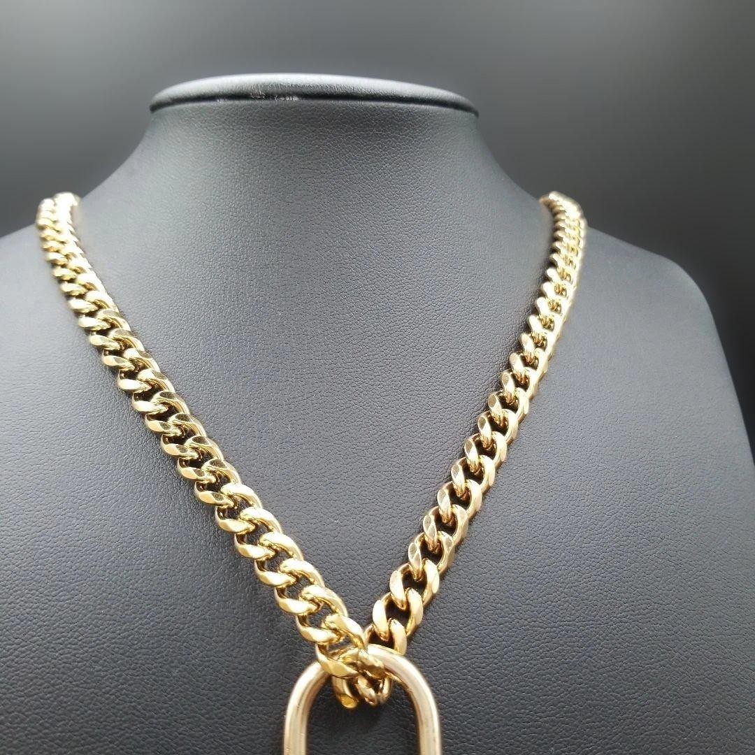 Fendi Black F Logo Padlock Gold Cadena Women’s Necklace – Excellent Condition