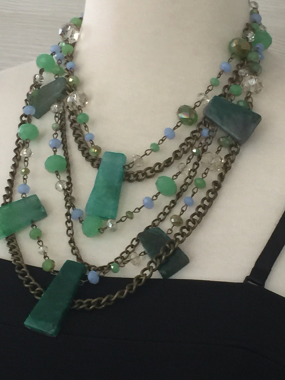 Layered Necklace, Green Amazonite Necklace