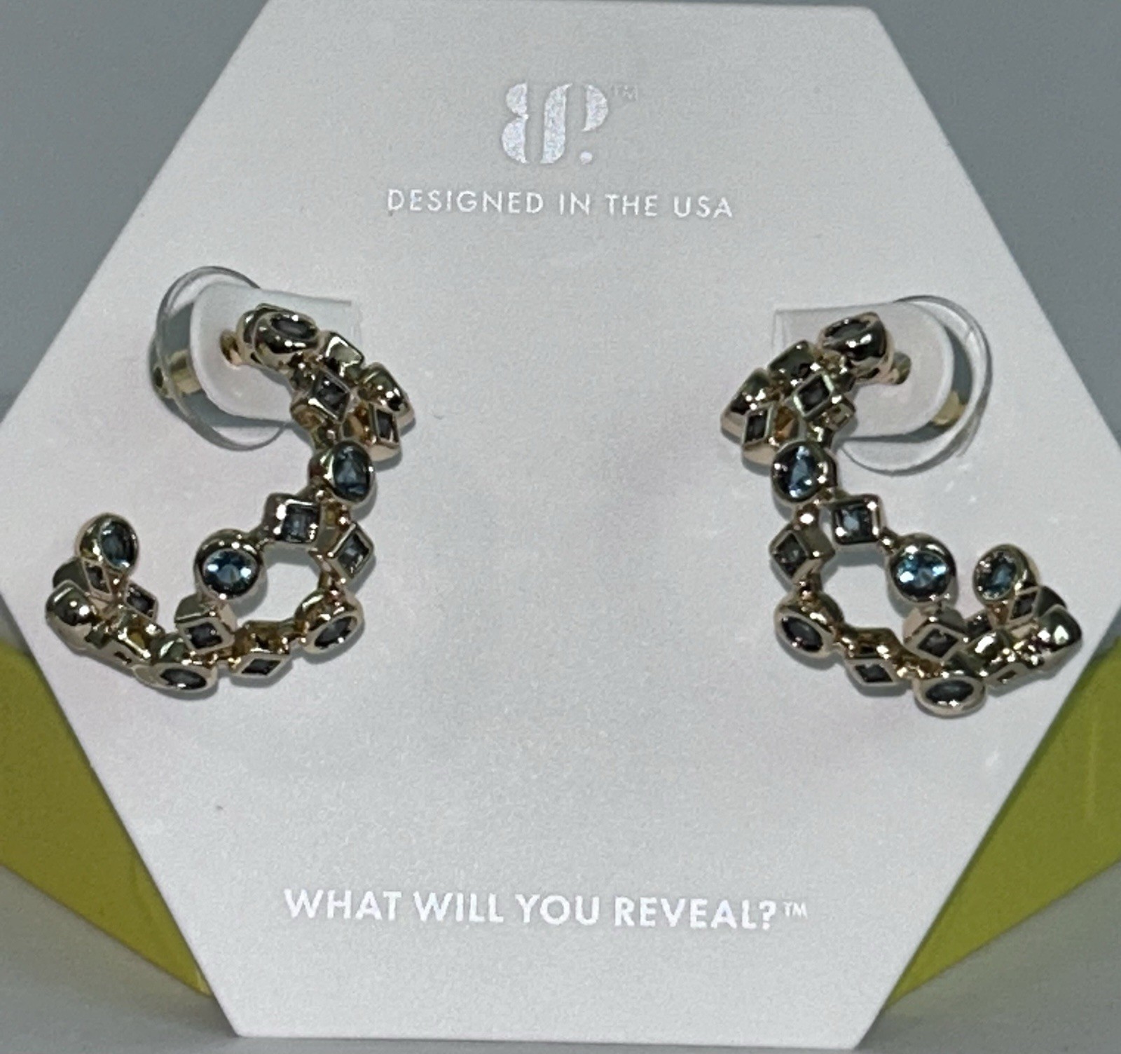 DETAILED DRAMA Paraiba Tourmaline Earrings on GOLD Plating Bomb Party NEW!