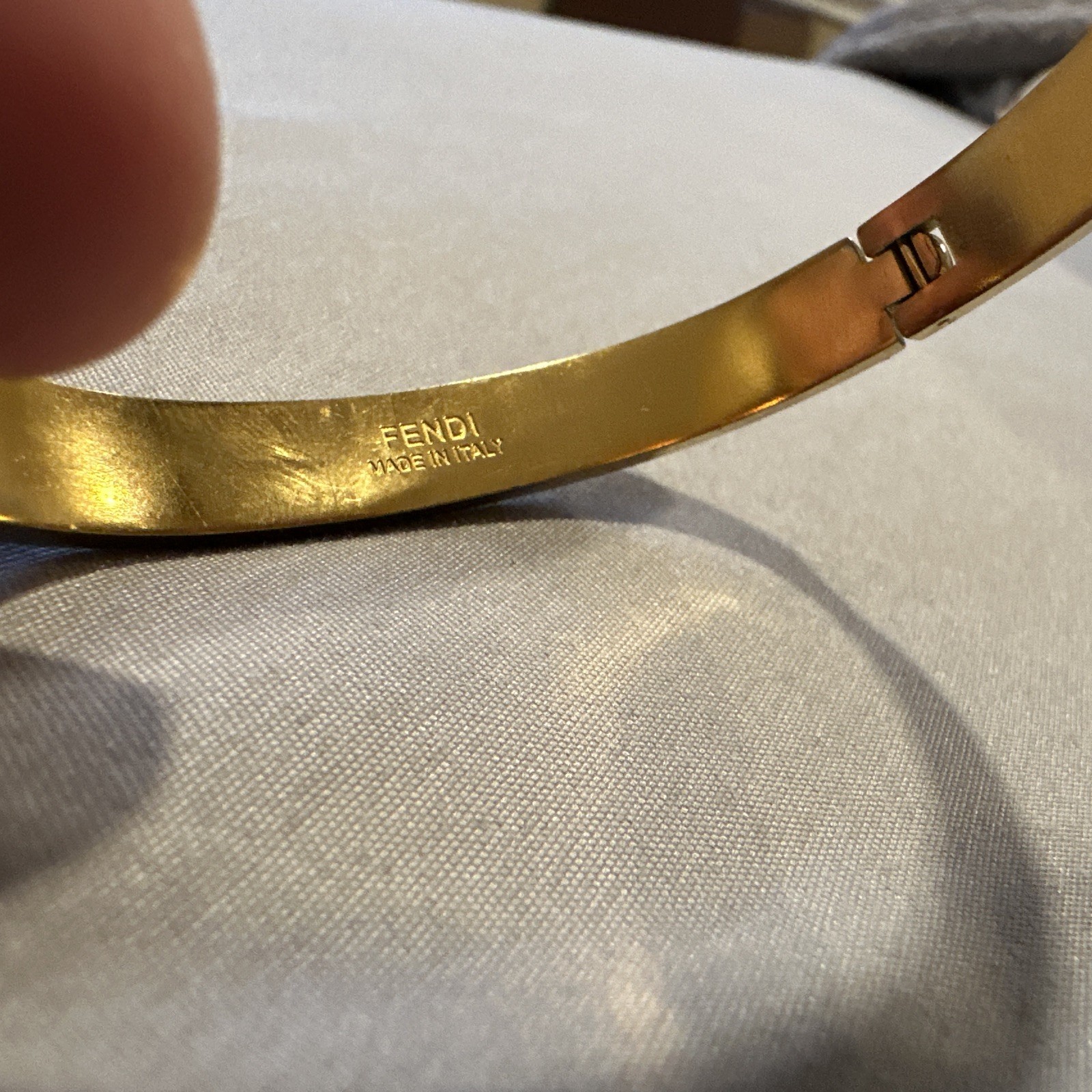 AUTHENTIC FENDI STATEMENT GOLD BANGLE BRACELET NWOT
