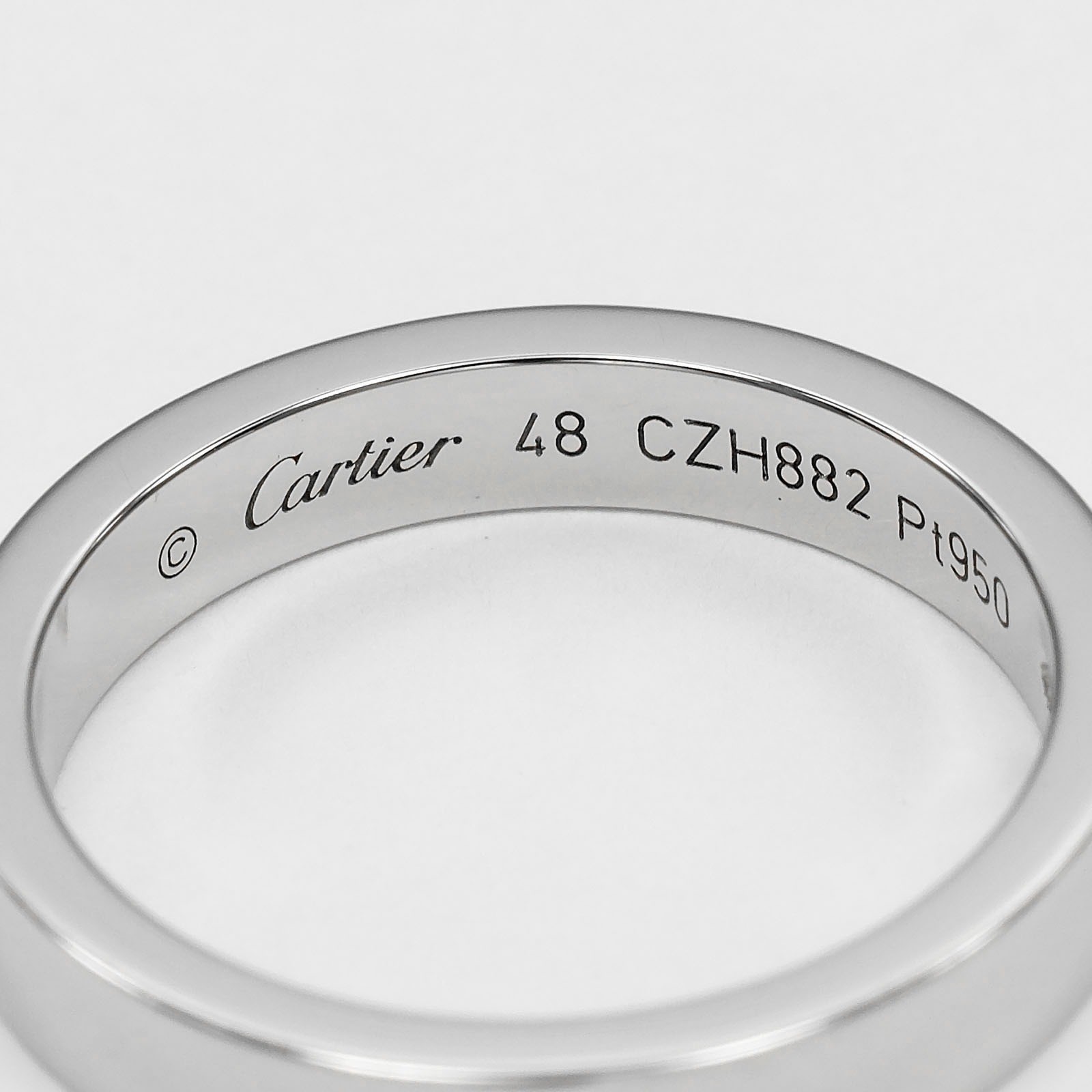 CARTIER C de Cartier engraved Ring Pt950Platinum/diamond #4.5(US Size) 4.8…