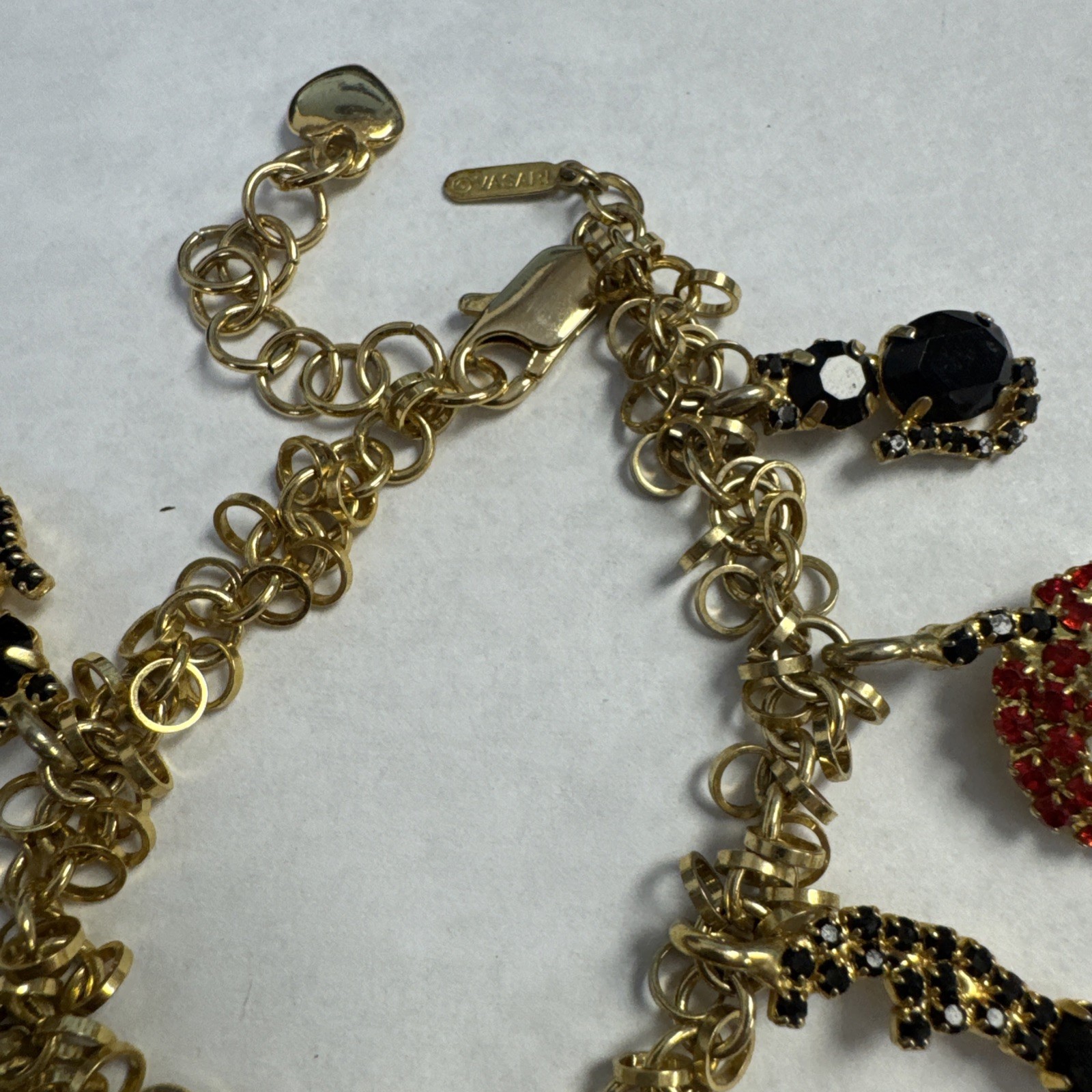 Vintage Vasari Gold Tone Halloween Charm Bracelet Woven Chain Accent 6”-8”