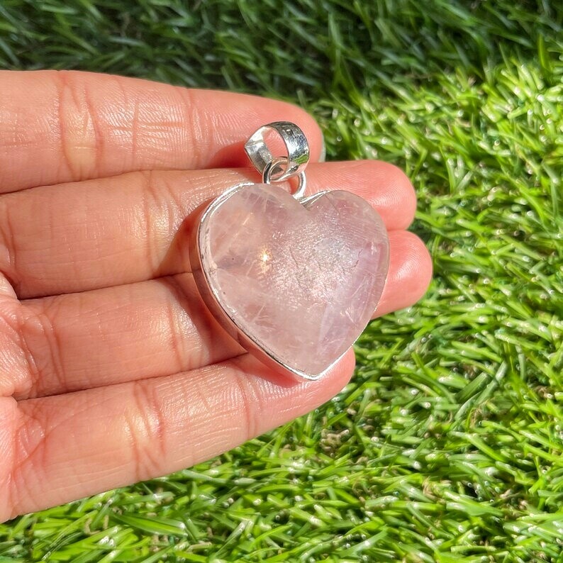 Rose Quartz Silver Pendant 925 Sterling Silver Pendant Handmade Gemstone Pendant