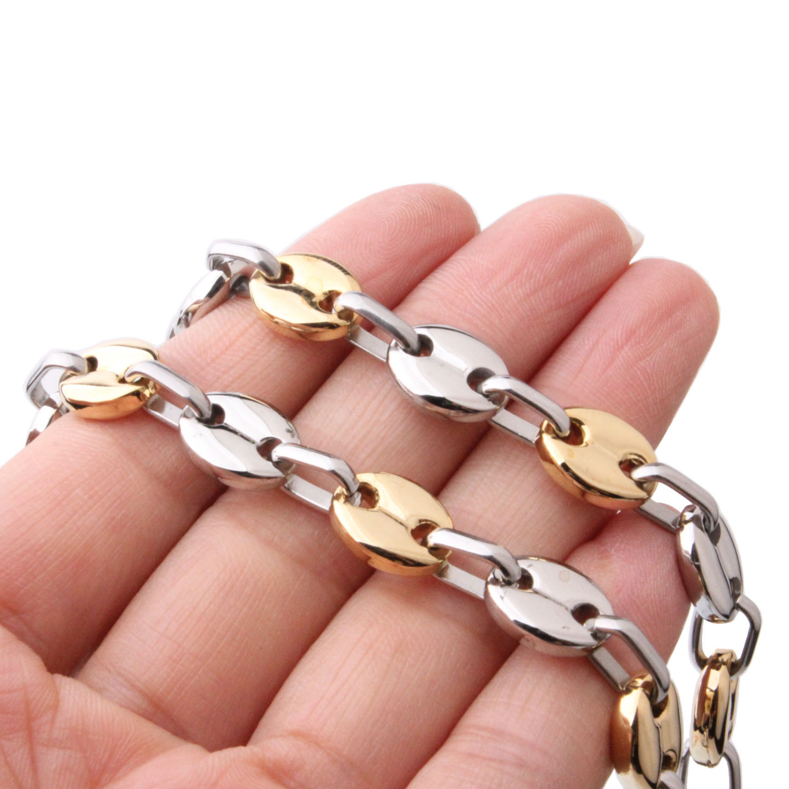 Multi-color 7″-40″ Women Men’s Chain Stainless Steel Coffee Beads Link Necklace