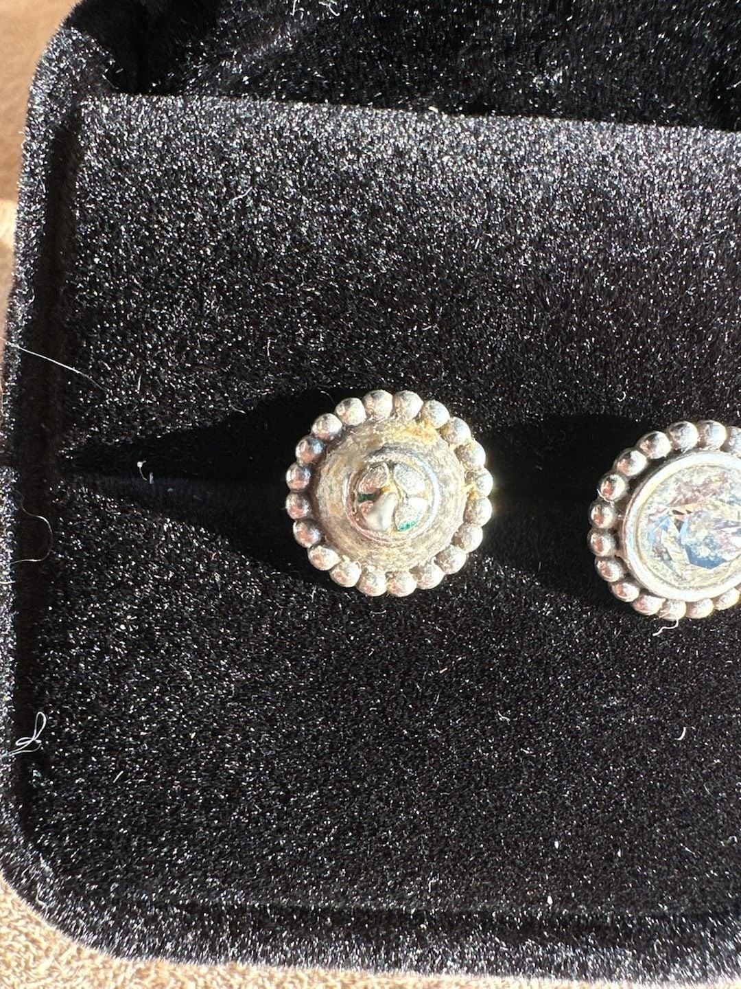 Sterling Silver Beaded Halo Stud Earrings with Round Cubic Zirconia
