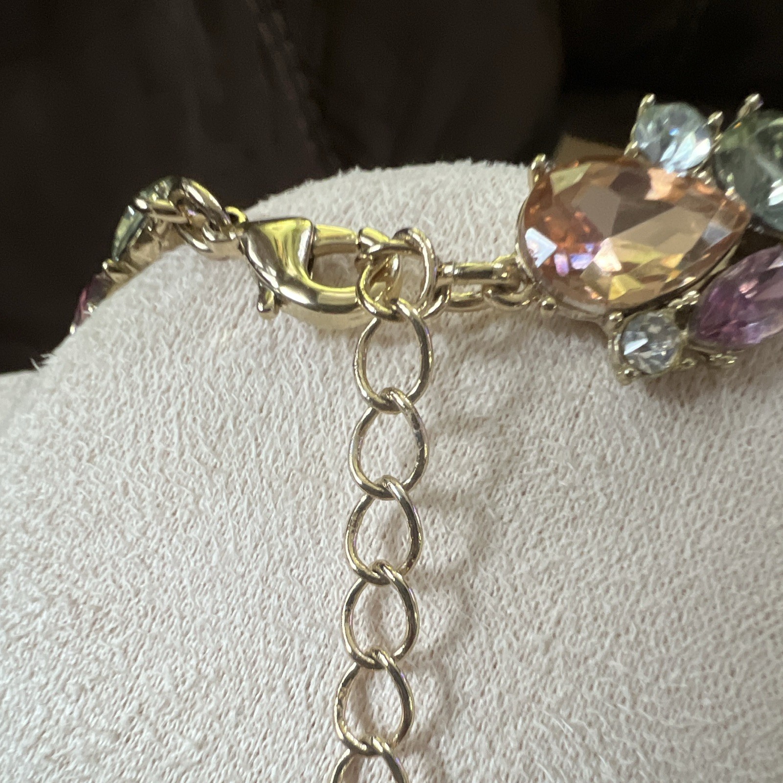 Charter Club Gold Tone Multicolor Pastel Crystal Cluster Statement Necklace 16”