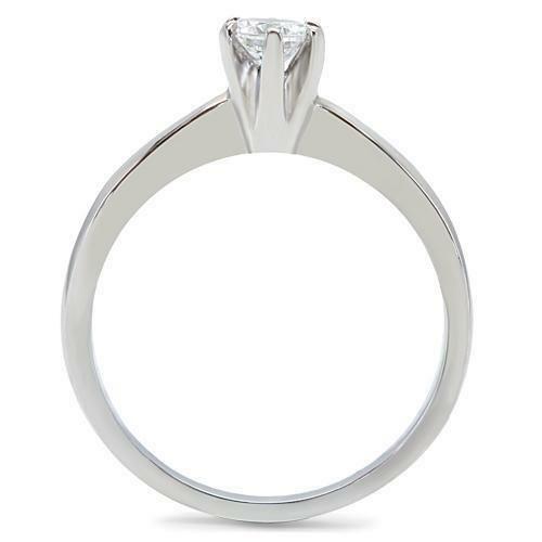 TK203 – High polished (no plating) Stainless Steel Ring with AAA Grade CZ in