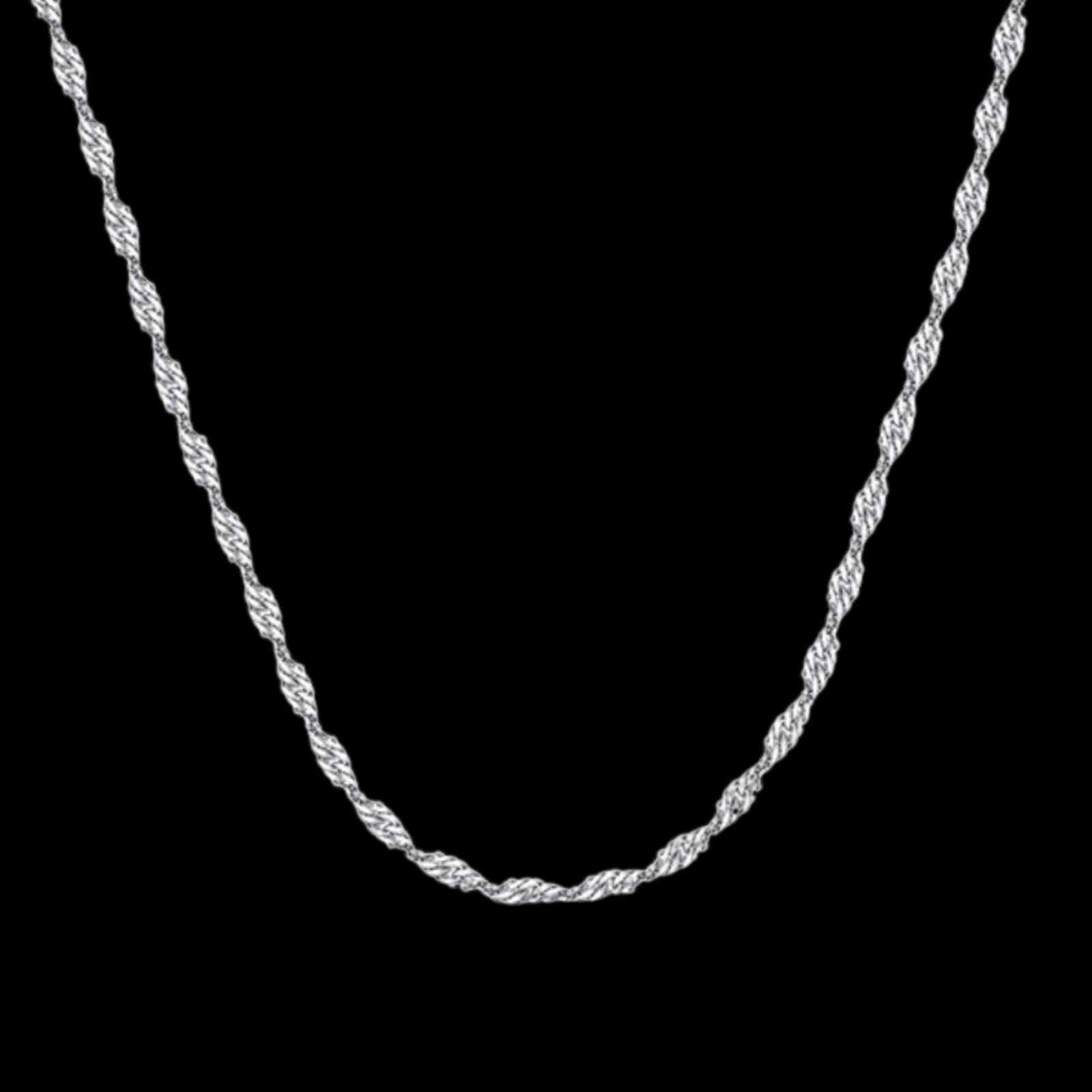 French 1mm Twisted Cable 20 Inch Chain Necklace Sterling Silver