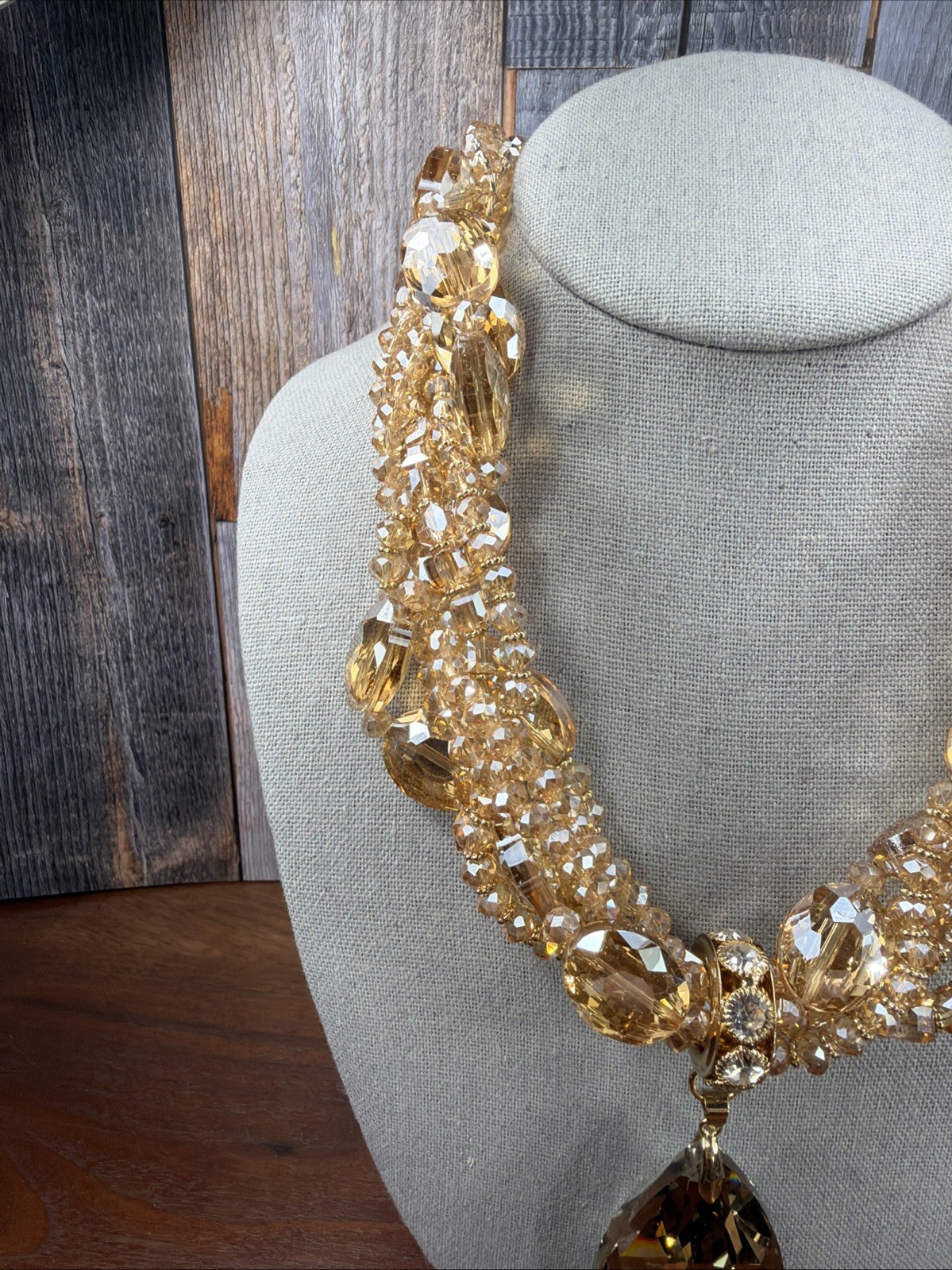 Christian Siriano New York Chunky Statement Gold Crystal Choker champagne AB