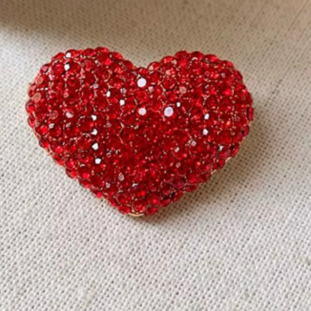 Classic Red Love Rhinestone Brooch For Women Gift Pin Jewelry Accessories USA
