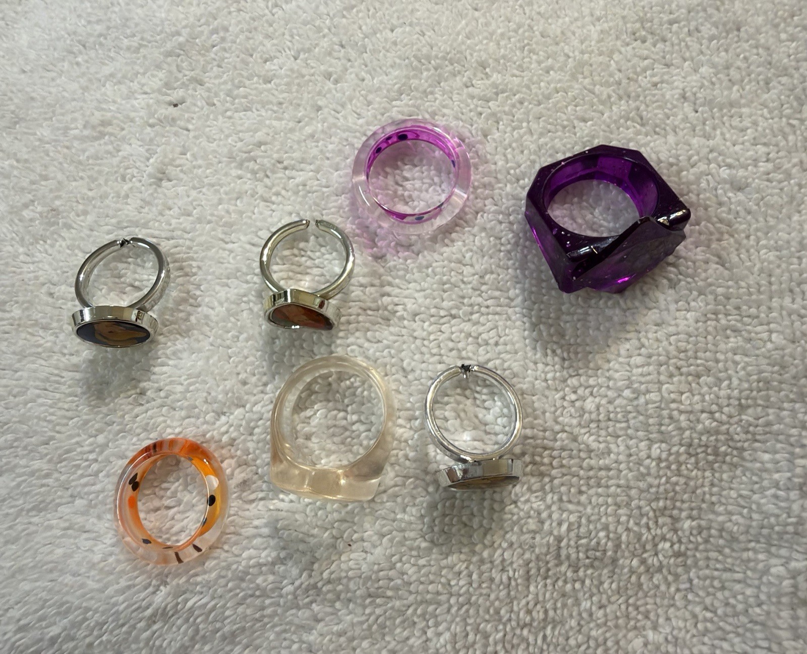 Resin Acrylic Chunky Ring Lot Retro Aesthetic Plastic Mood Statement Rings