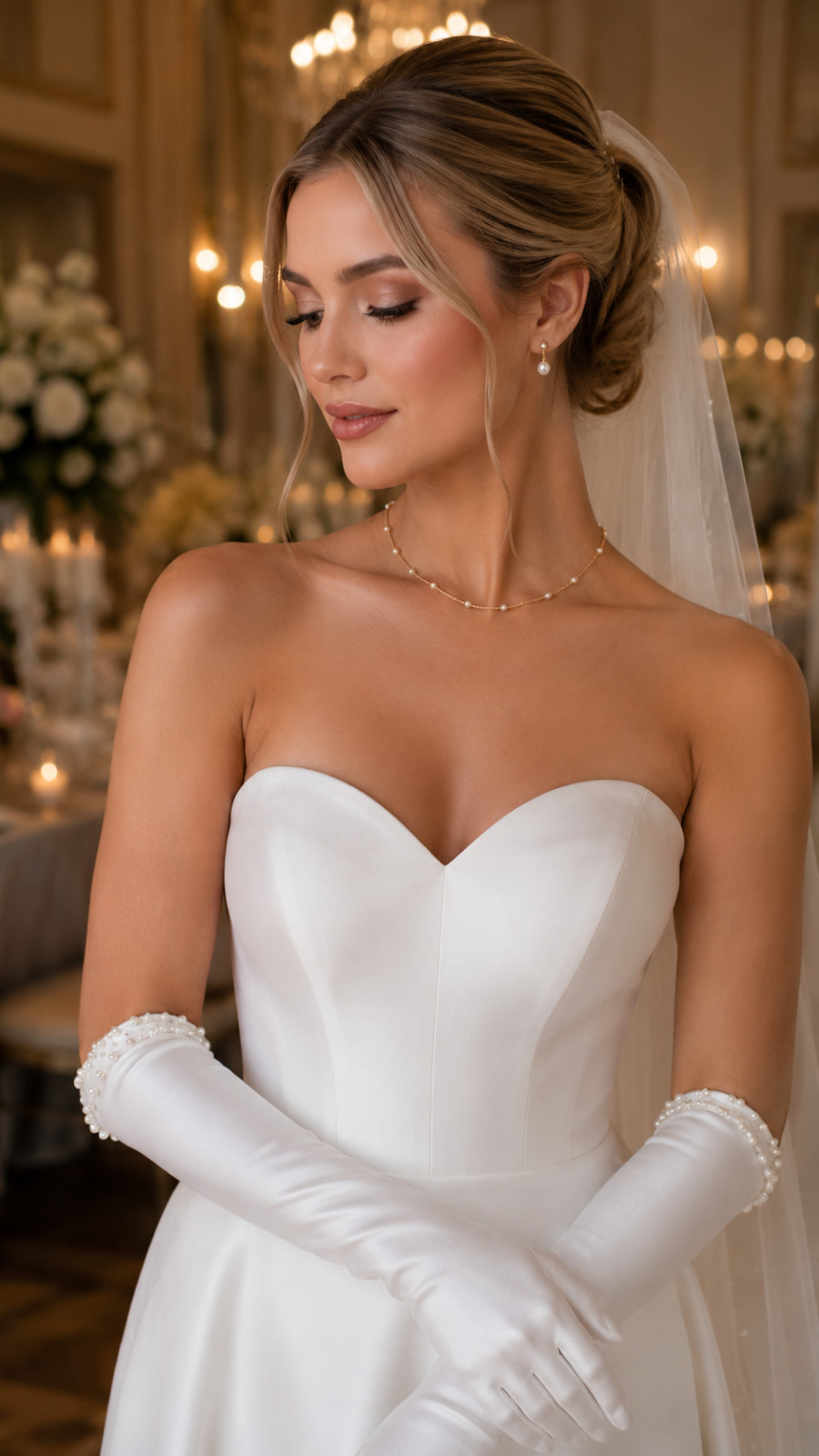Pearl Beaded Necklace – Minimalist Bridal Jewelry, Adjustable 15in–17in Necklace