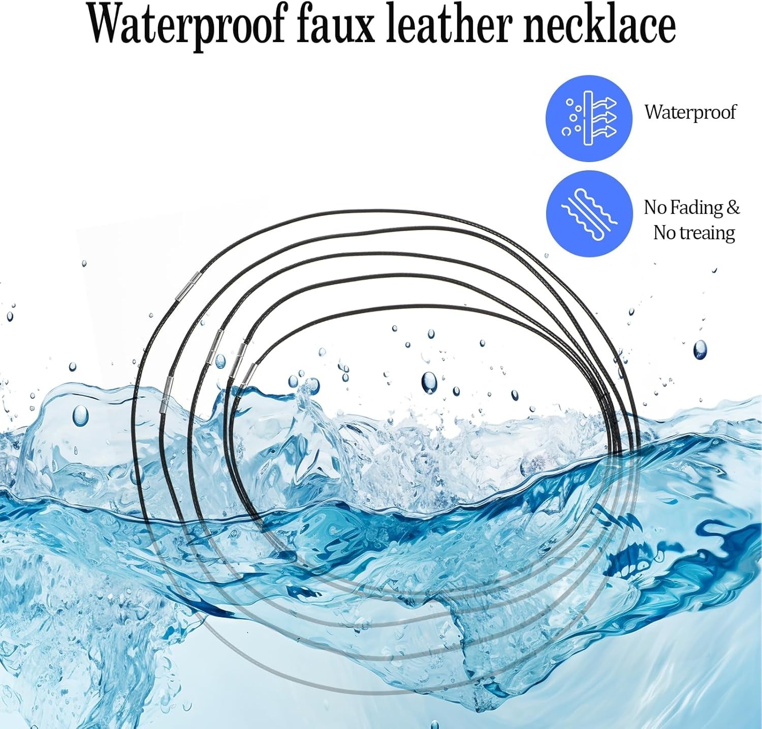 6Pcs Stylish Black Braided Necklace Set – Waterproof & Durable for All Occasions