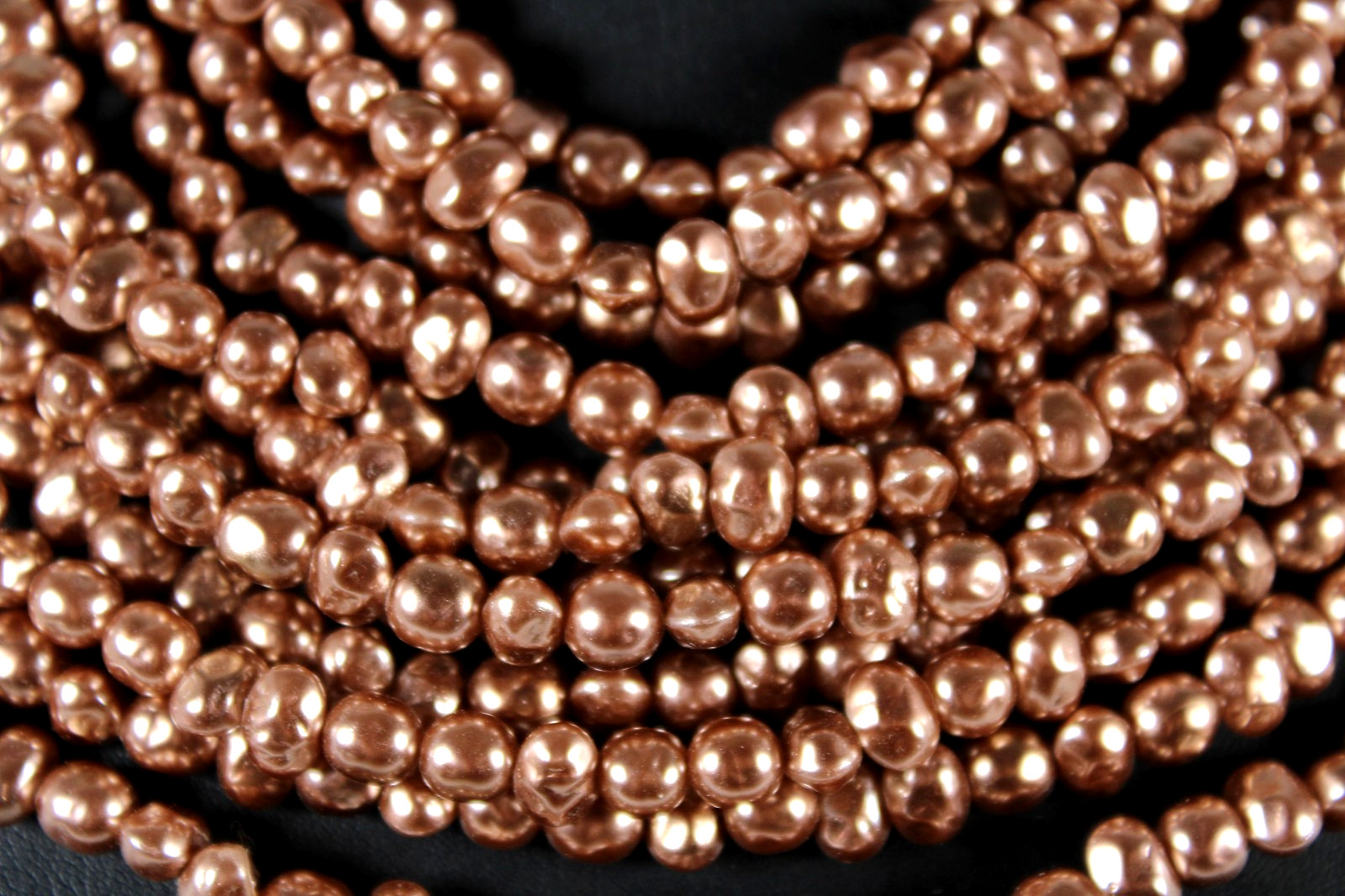KARL LAGERFELD Vintage Rose Gold Faux Pearl Multi Strand Choker Necklace 15.25″