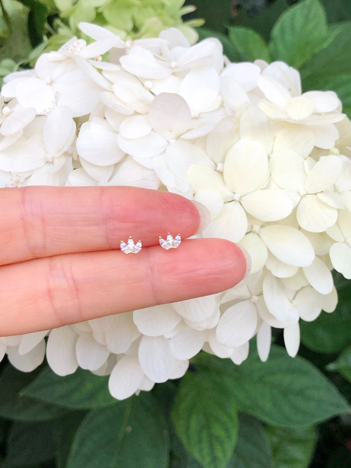 Marquise Cz Three Stone Stud Earrings 925 Sterling Silver Dainty Post 4.5mm Gold