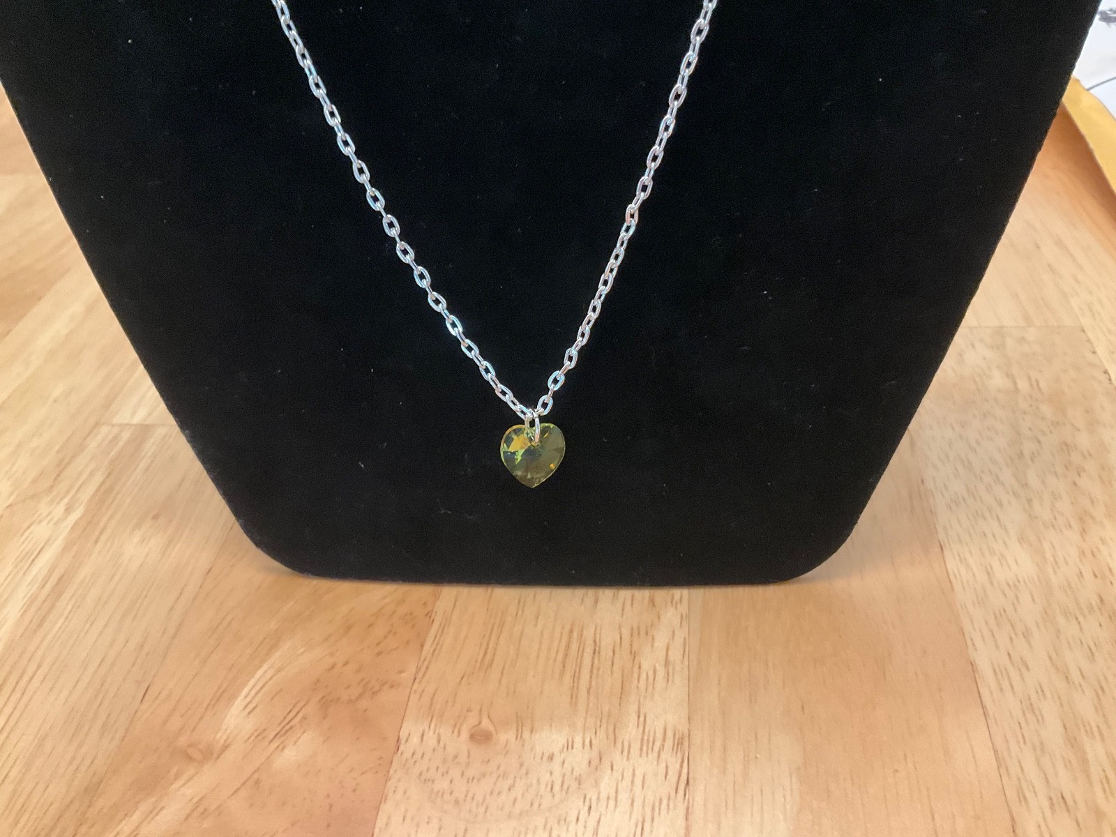 Swarovski Crystal 10 MM Heart Pendant Necklace Green