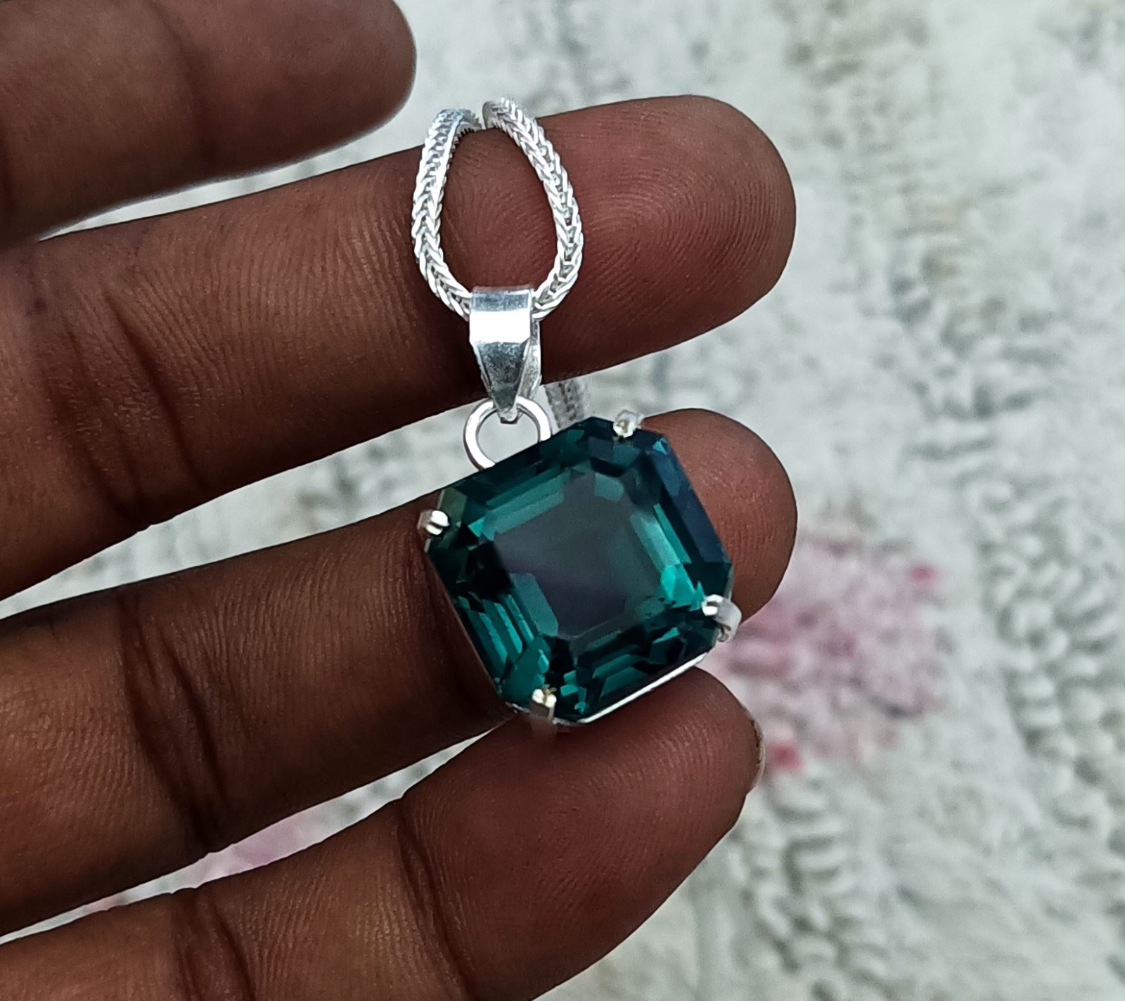 Certified 37.75Ct Natural Paraiba Tourmaline 925 Silver Pendant With SliverChain