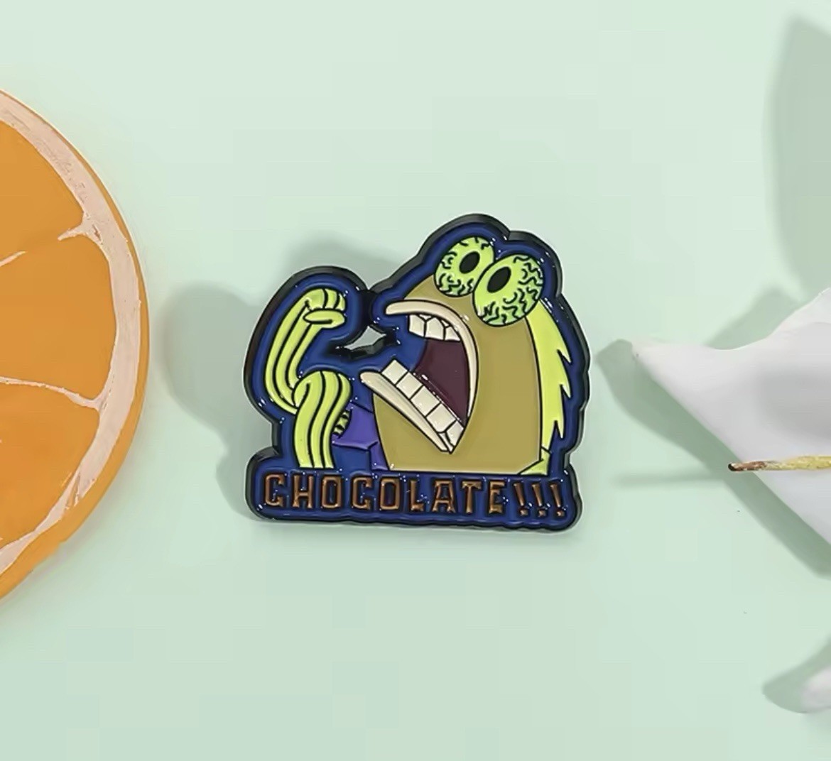 Chocolate Fish Guy Pin 1pc Pin With Rubber Backer Funny Crazy Fish Pin Brooch