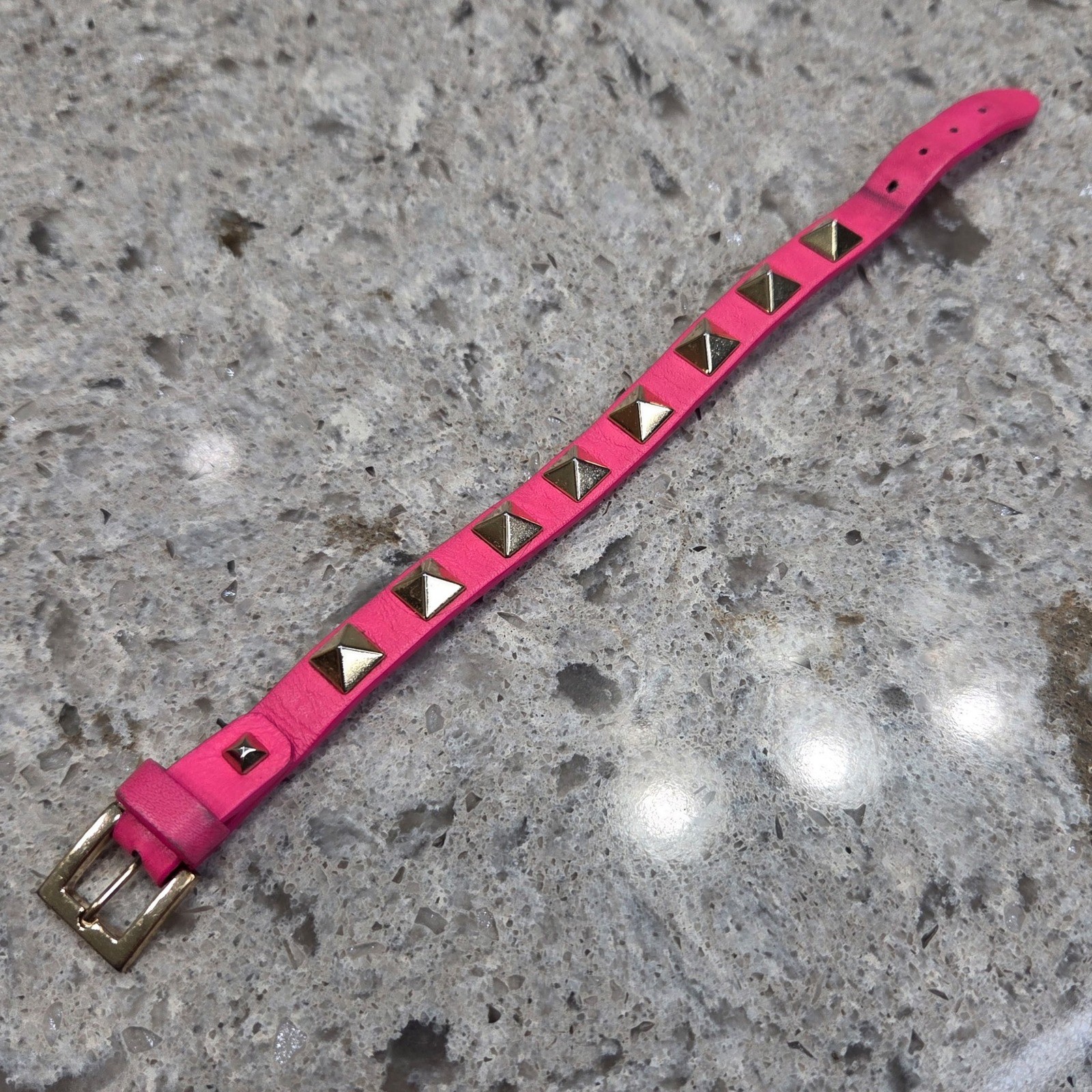 Valentino Garavani Rockstud Pink Rockstud Leather Bracelet Made in Italy
