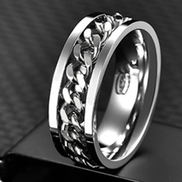 Stainless Steel Multicolor Rotating Spinner Round Chain Ring Unisex, Women, Men