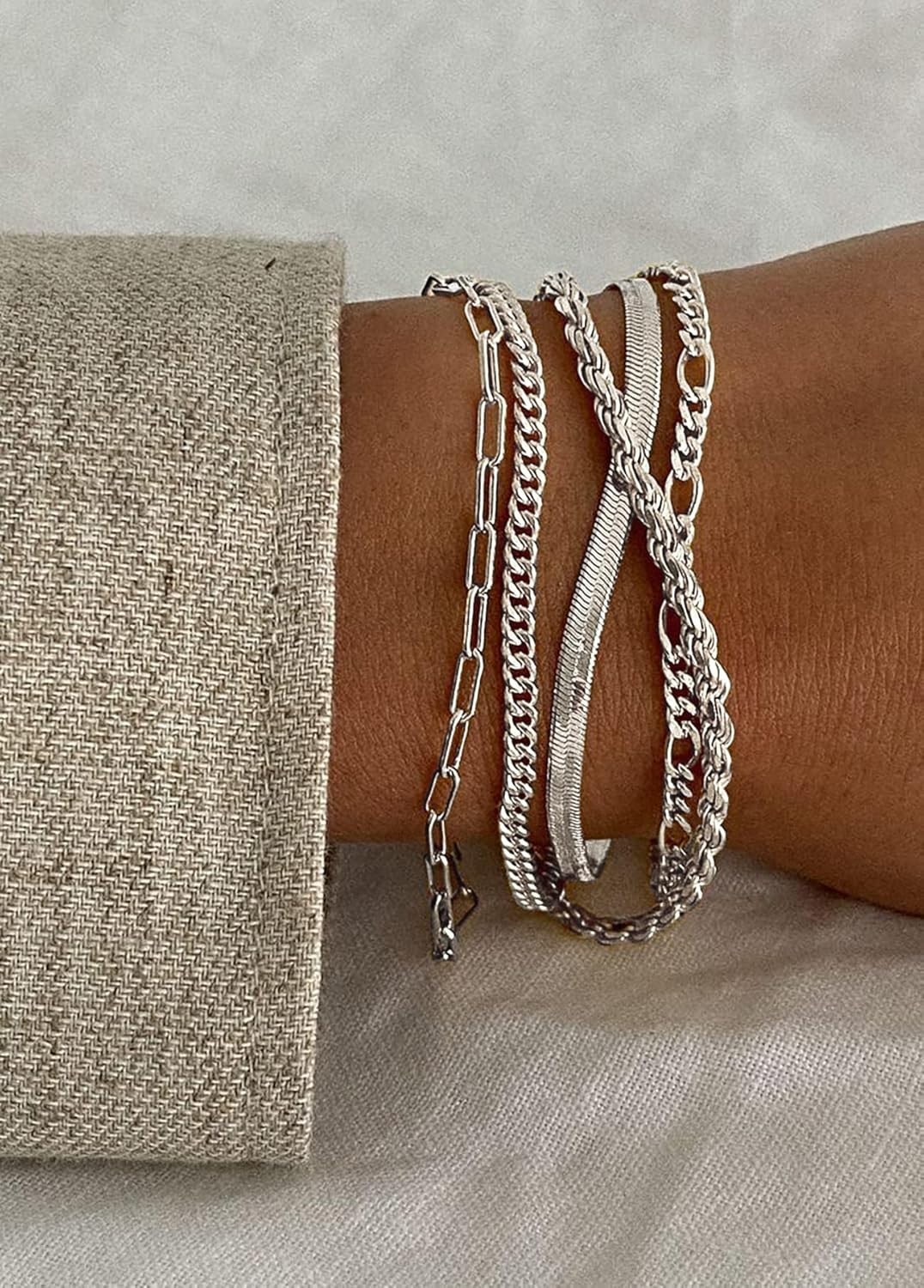 Gold Plated Women’s Bracelets Set, 5 Pcs, Adjustable, Pearl Jewelry