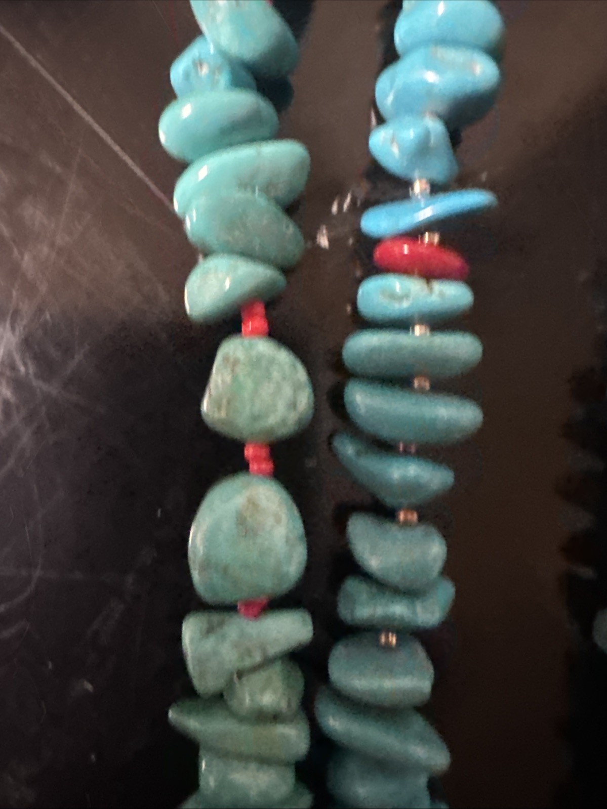 Block Turquoise Double Stained Necklace