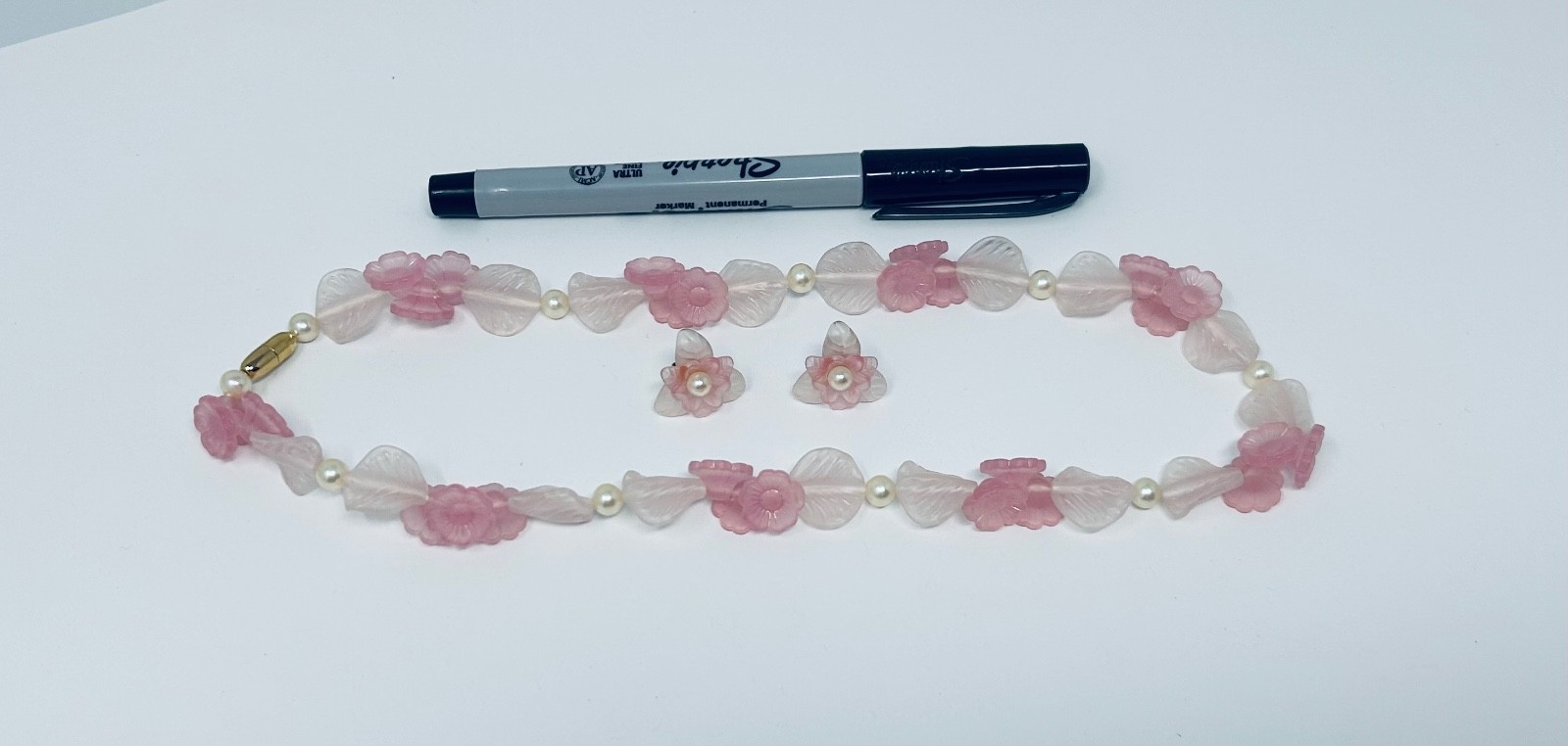 Vintage Avon Pastel Blossoms Collection Necklace and PIerced Earring Set